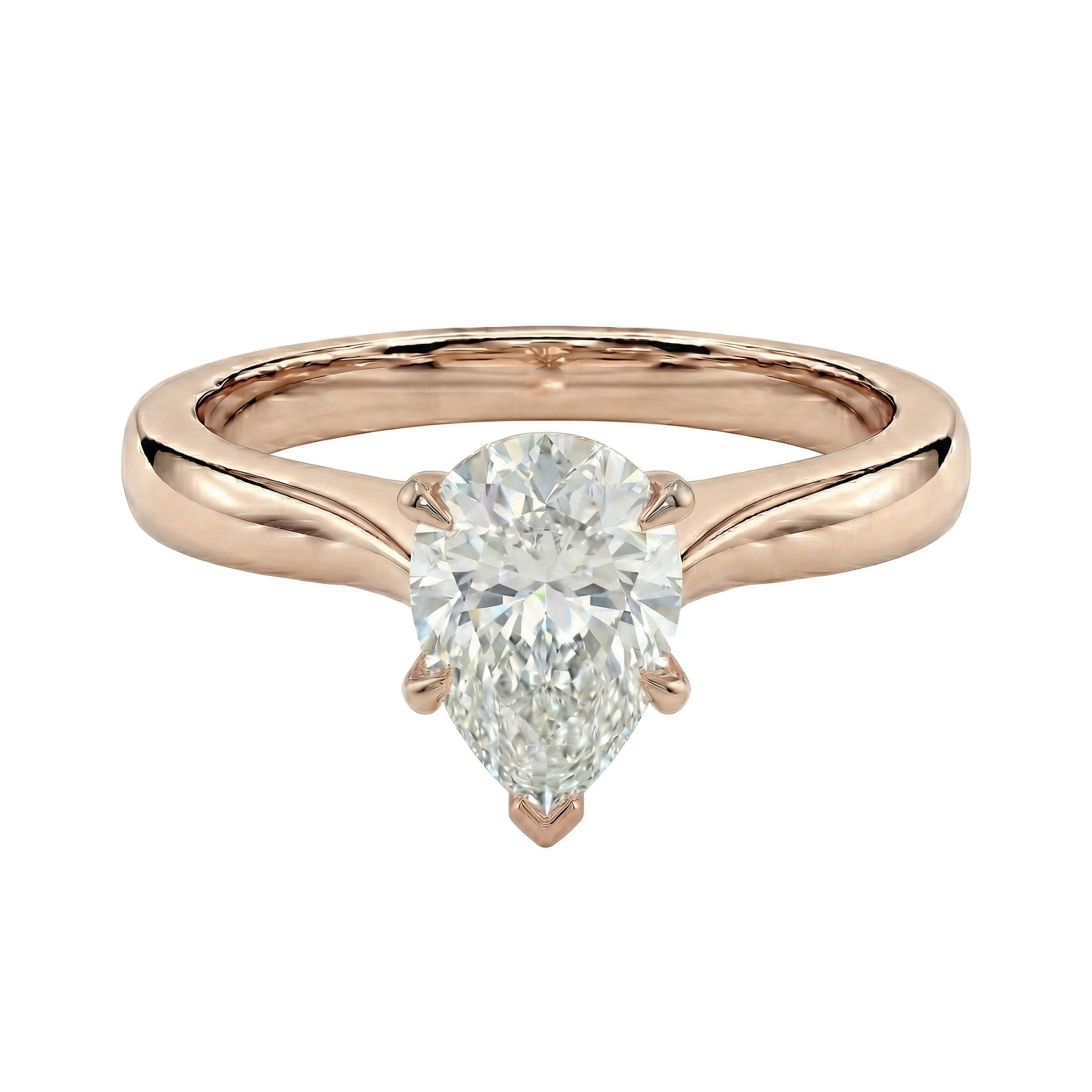 1.00 ct EF VS Lab Grown Diamond Pear Cut Prong Set Solitaire Engagement Ring in 10k Rose Gold