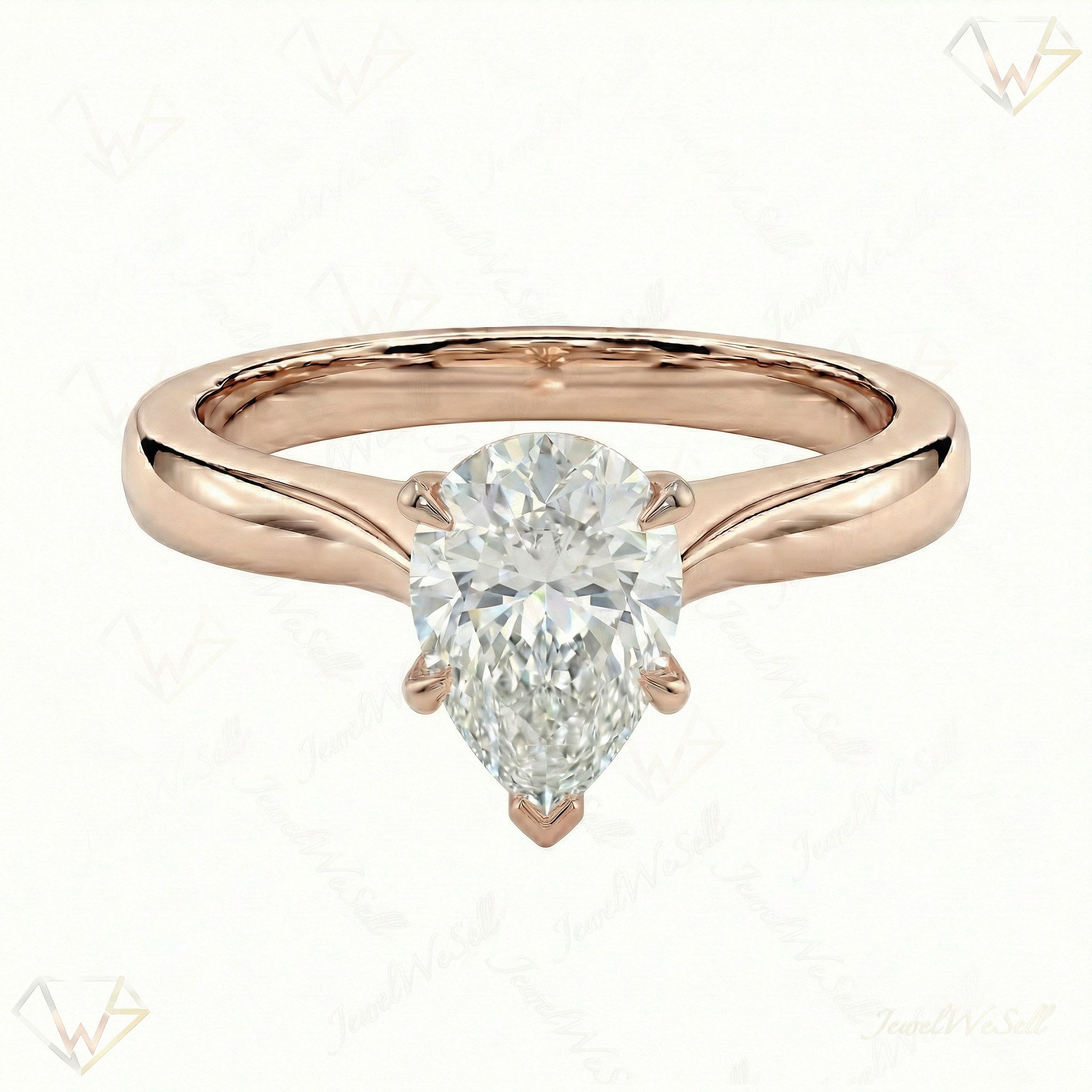 1.00 ct EF VS Lab Grown Diamond Pear Cut Prong Set Solitaire Engagement Ring in 10k Rose Gold
