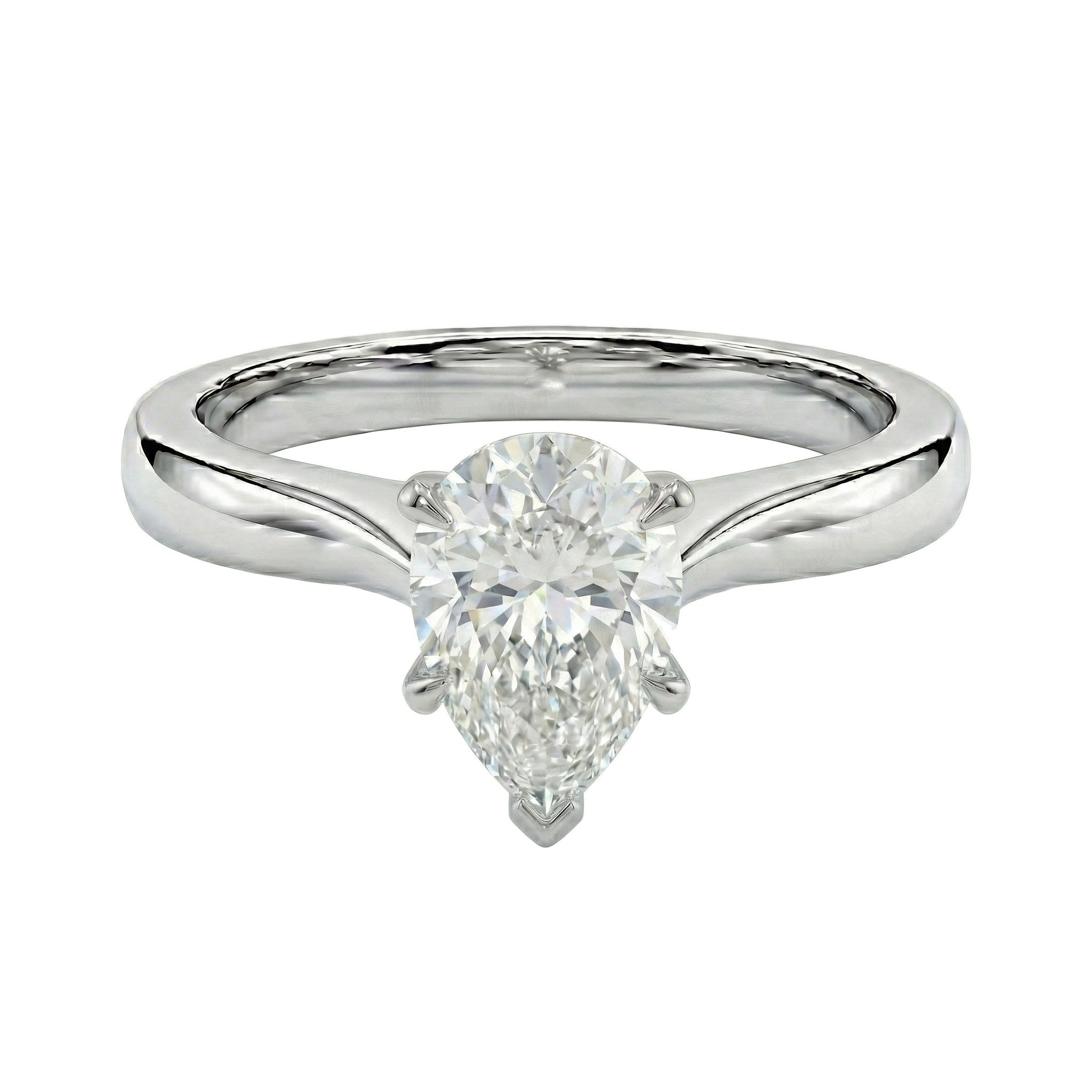 1.00 ct EF VS Lab Grown Diamond Pear Cut Prong Set Solitaire Engagement Ring in 10k White Gold
