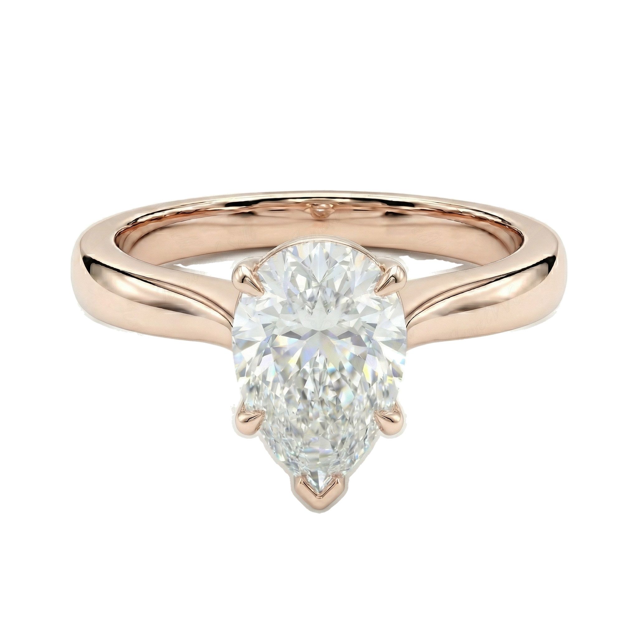 1.50 ct EF VS Lab Grown Diamond Pear Cut Prong Set Solitaire Engagement Ring in 10k Rose Gold