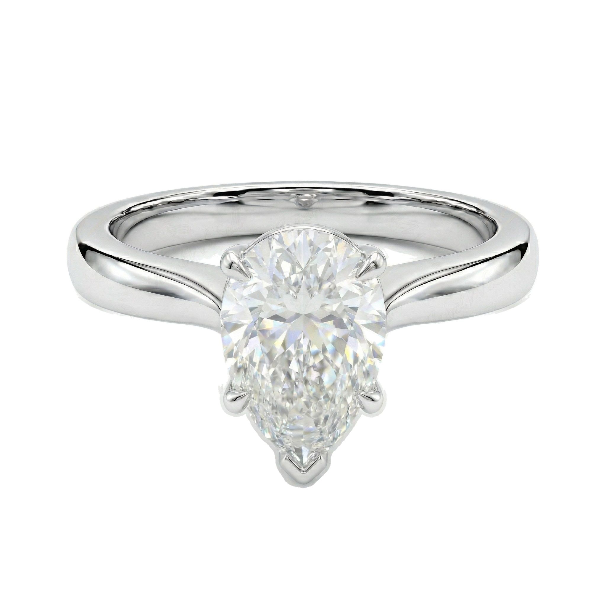 1.50 ct EF VS Lab Grown Diamond Pear Cut Prong Set Solitaire Engagement Ring in 10k White Gold