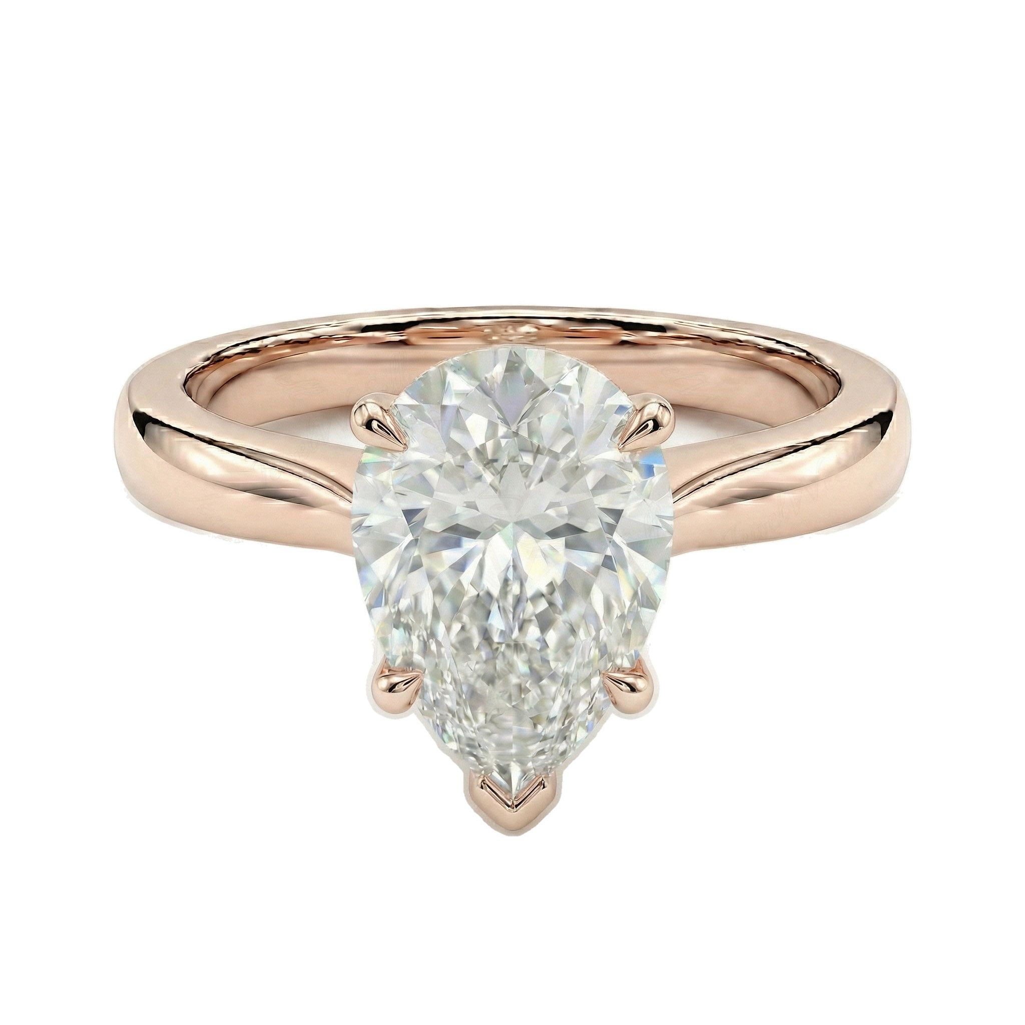 2.00 ct EF VS Lab Grown Diamond Pear Cut Prong Set Solitaire Engagement Ring in 10k Rose Gold