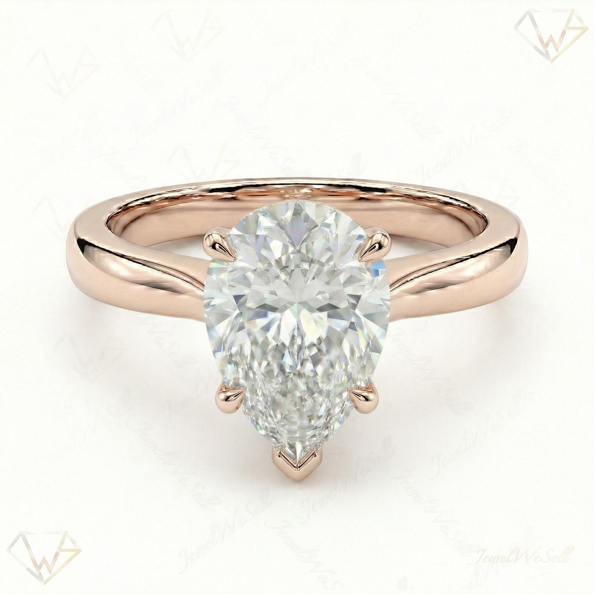 2.00 ct EF VS Lab Grown Diamond Pear Cut Prong Set Solitaire Engagement Ring in 10k Rose Gold