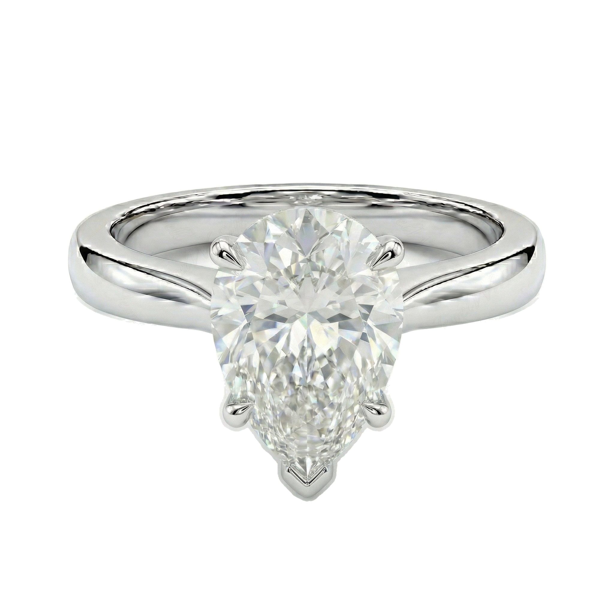 2.00 ct EF VS Lab Grown Diamond Pear Cut Prong Set Solitaire Engagement Ring in 10k White Gold