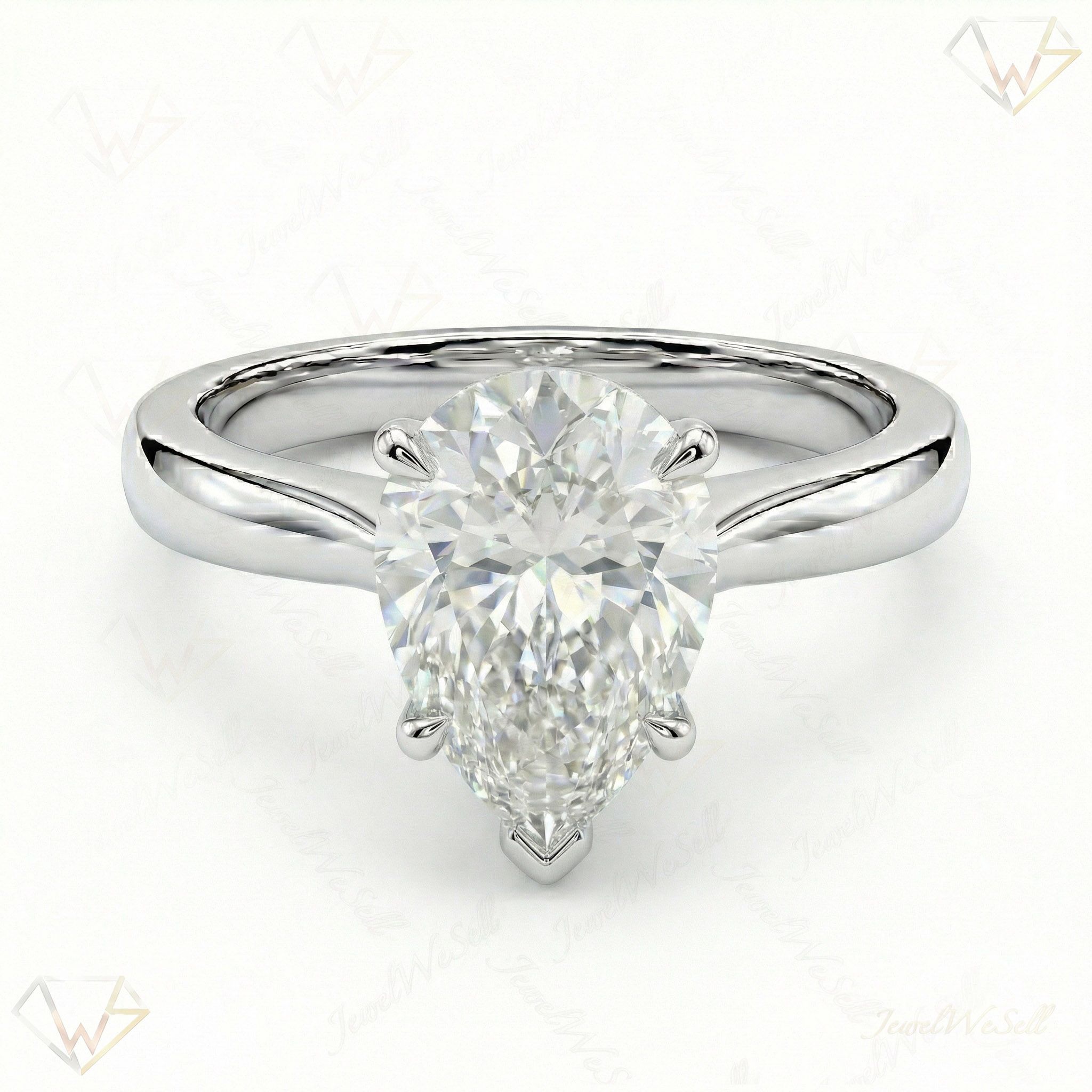2.00 ct EF VS Lab Grown Diamond Pear Cut Prong Set Solitaire Engagement Ring in 10k White Gold