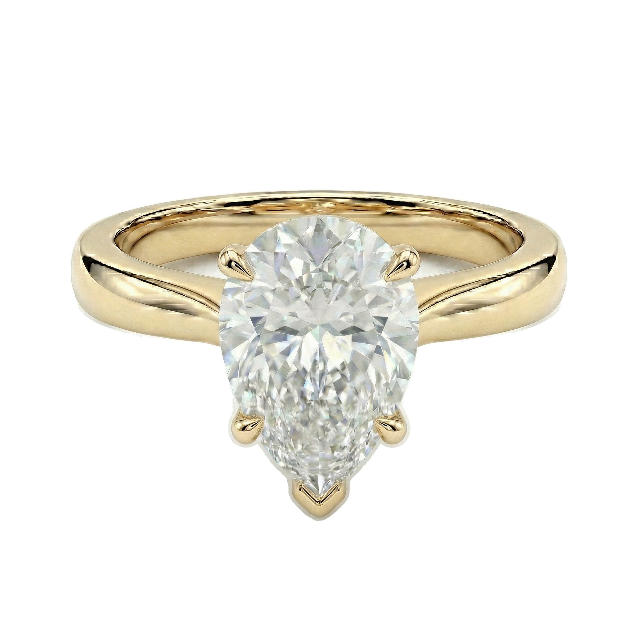 2.00 ct EF VS Lab Grown Diamond Pear Cut Prong Set Solitaire Engagement Ring in 10k Yellow Gold