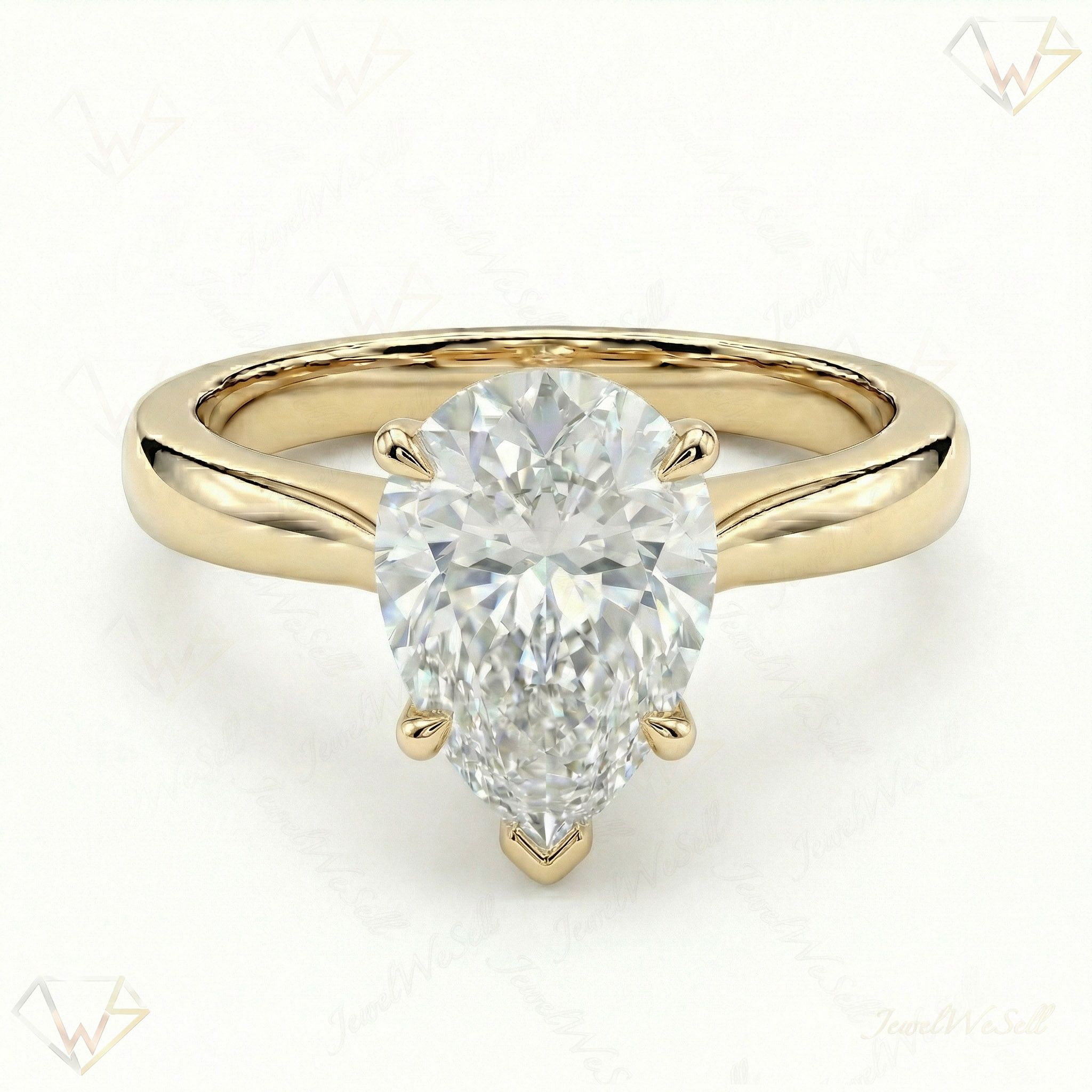 2.00 ct EF VS Lab Grown Diamond Pear Cut Prong Set Solitaire Engagement Ring in 10k Yellow Gold