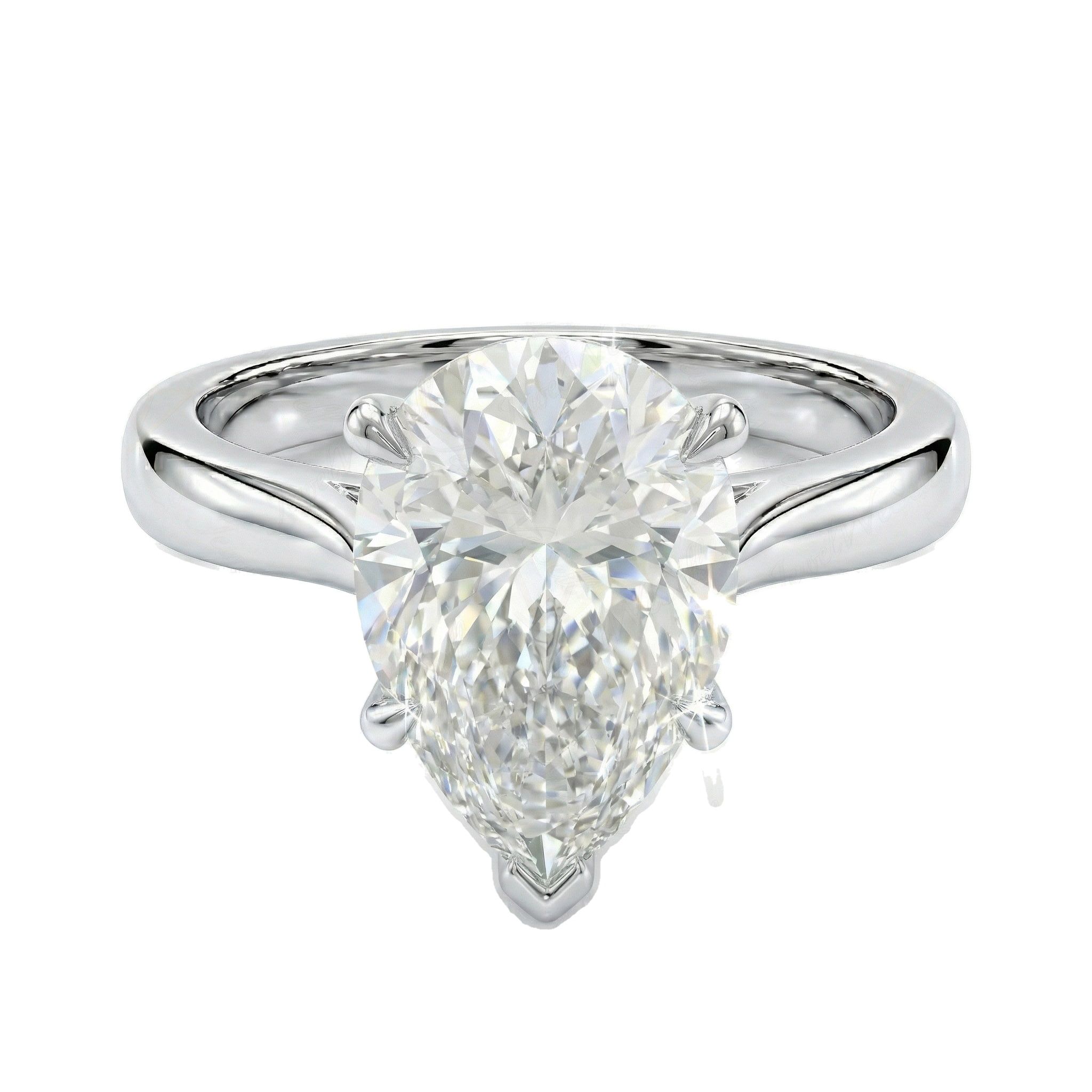 3.00 ct EF VS Lab Grown Diamond Pear Cut Prong Set Solitaire Engagement Ring in 10k White Gold