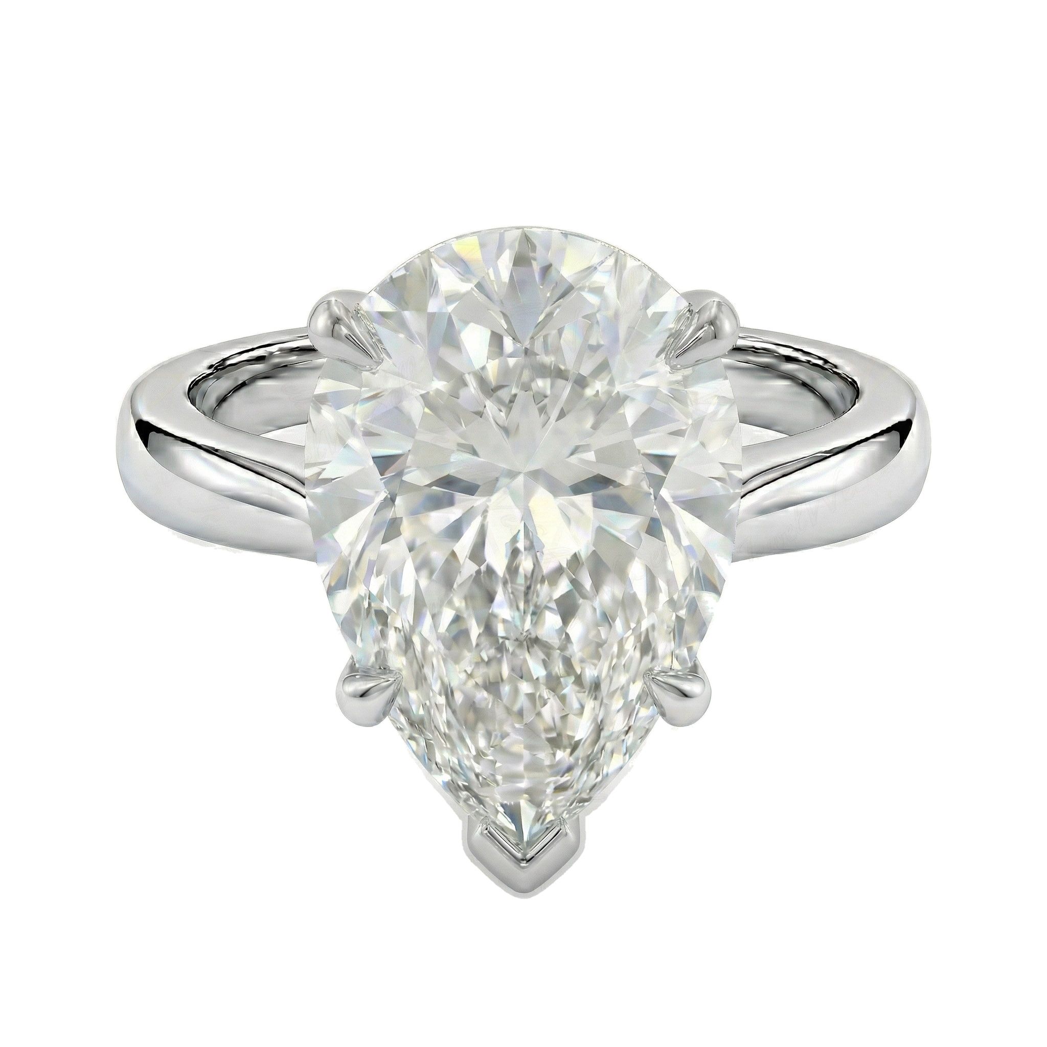 5.00 ct EF VS Lab Grown Diamond Pear Cut Prong Set Solitaire Engagement Ring in 10k White Gold