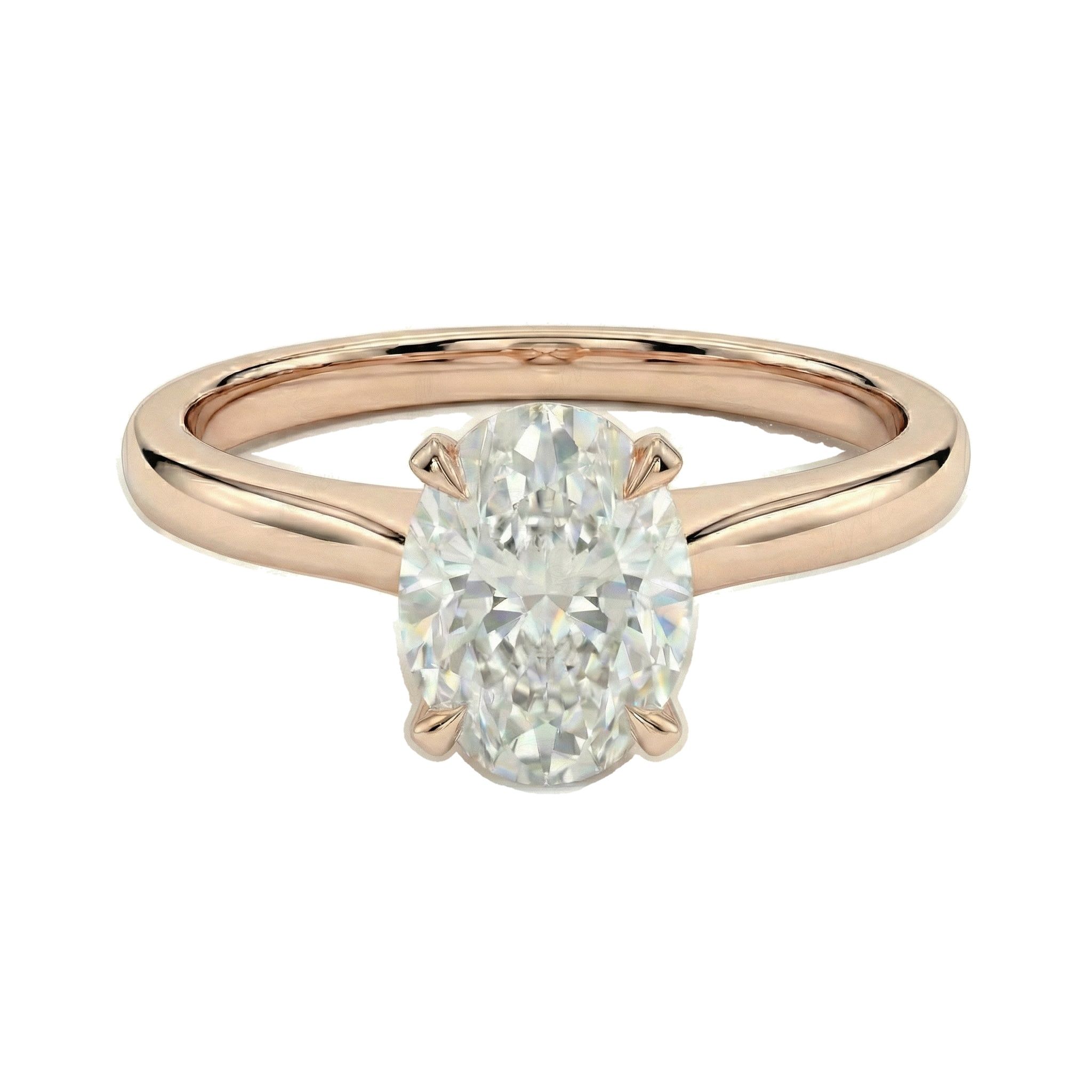 1.00 ct EF VS Lab Grown Diamond Oval Cut Prong Set Solitaire Engagement Ring in 10k Rose Gold