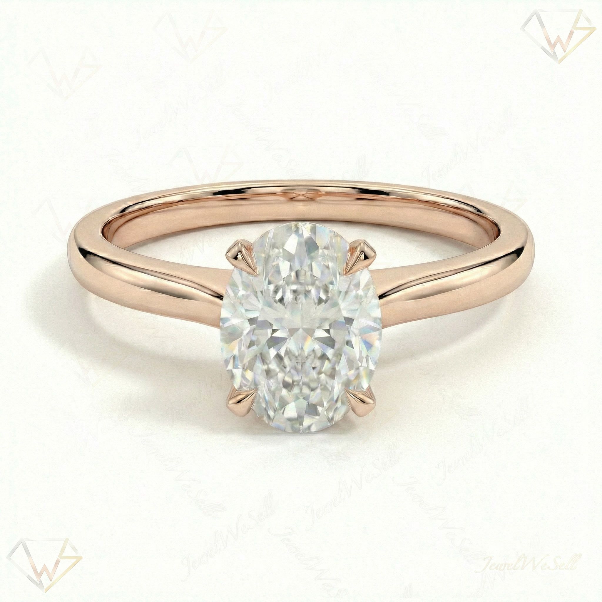 1.00 ct EF VS Lab Grown Diamond Oval Cut Prong Set Solitaire Engagement Ring in 10k Rose Gold
