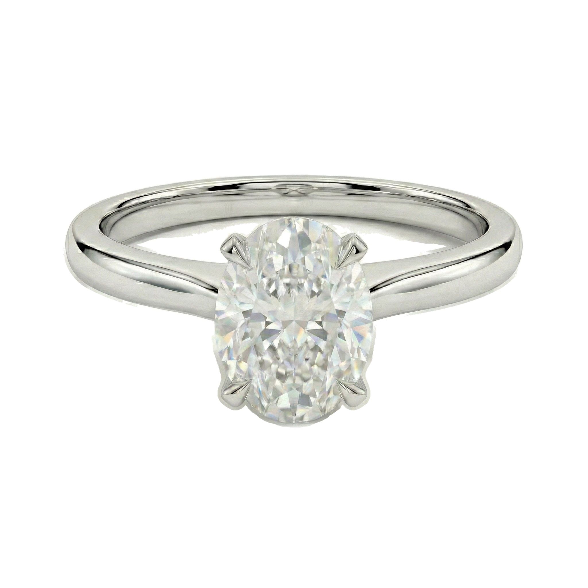 1.00 ct EF VS Lab Grown Diamond Oval Cut Prong Set Solitaire Engagement Ring in 10k White Gold