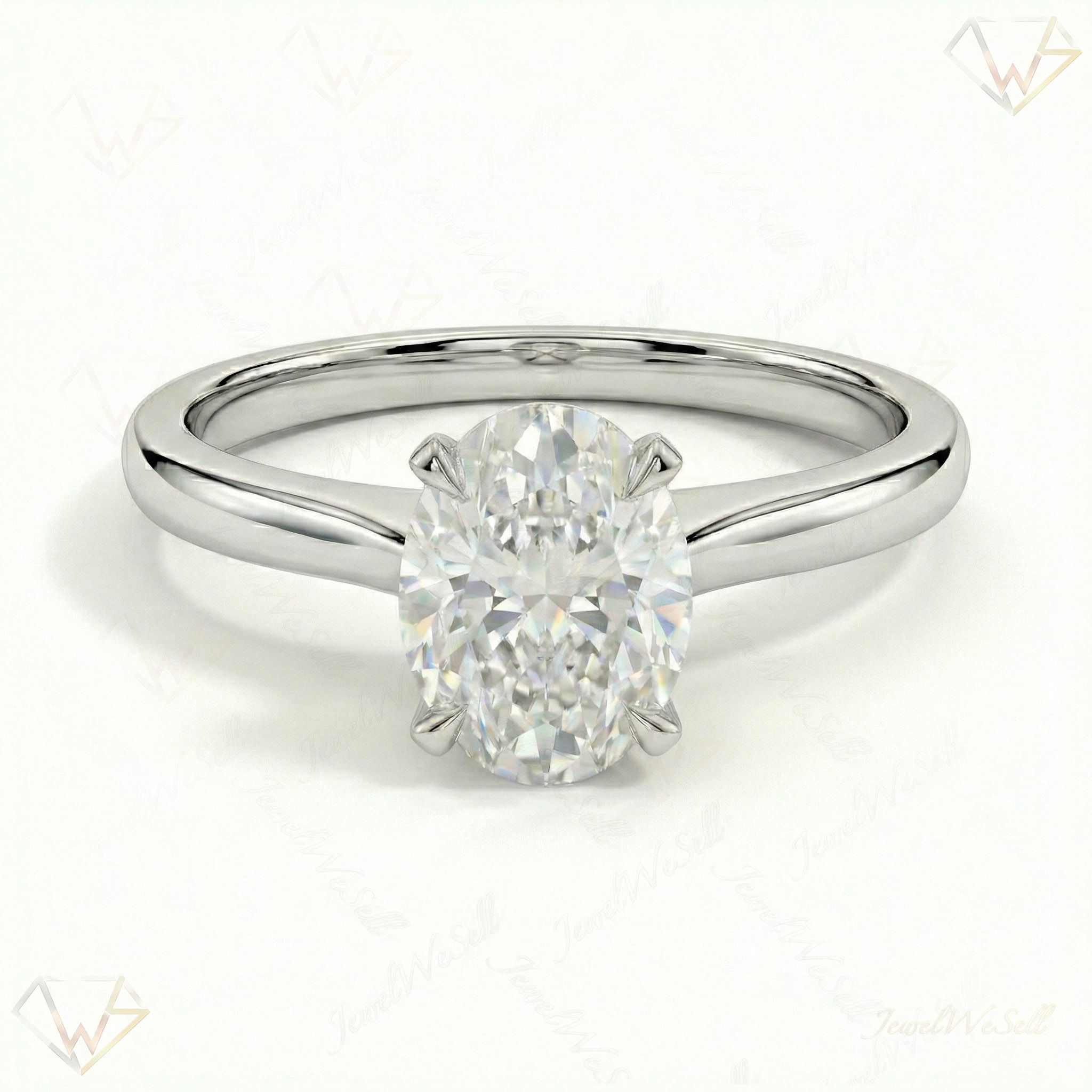 1.00 ct EF VS Lab Grown Diamond Oval Cut Prong Set Solitaire Engagement Ring in 10k White Gold