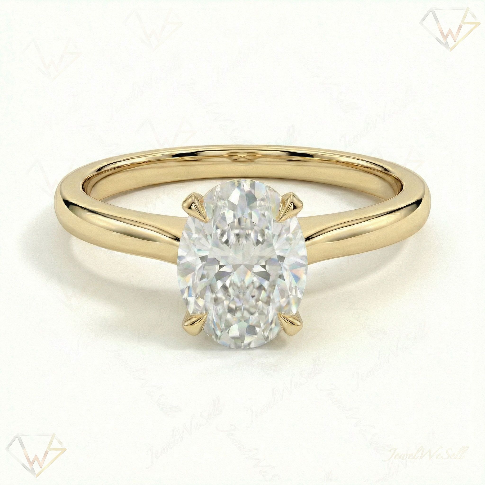 1.00 ct EF VS Lab Grown Diamond Oval Cut Prong Set Solitaire Engagement Ring in 10k Yellow Gold
