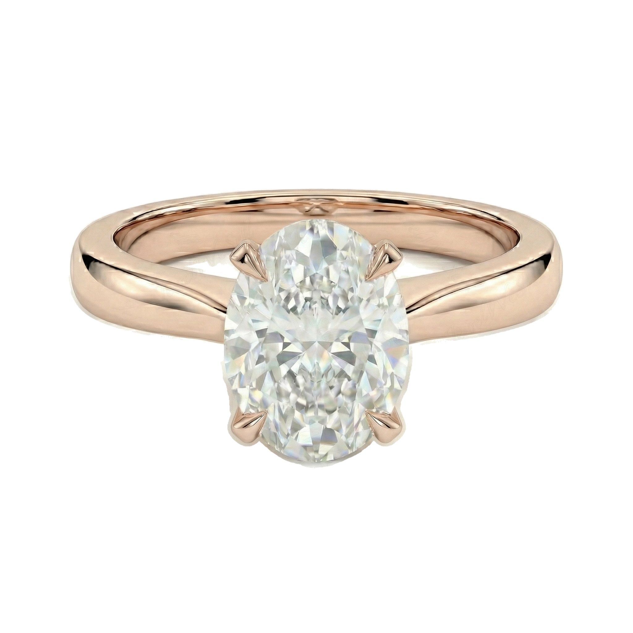 1.50 ct EF VS Lab Grown Diamond Oval Cut Prong Set Solitaire Engagement Ring in 14k Rose Gold