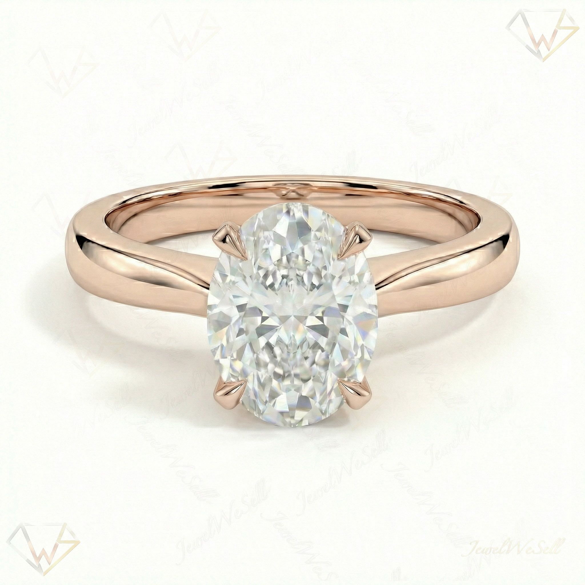 1.50 ct EF VS Lab Grown Diamond Oval Cut Prong Set Solitaire Engagement Ring in 10k Rose Gold