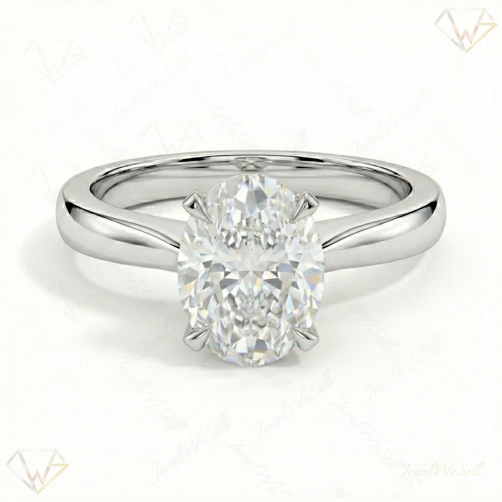 1.50 ct EF VS Lab Grown Diamond Oval Cut Prong Set Solitaire Engagement Ring in 10k White Gold