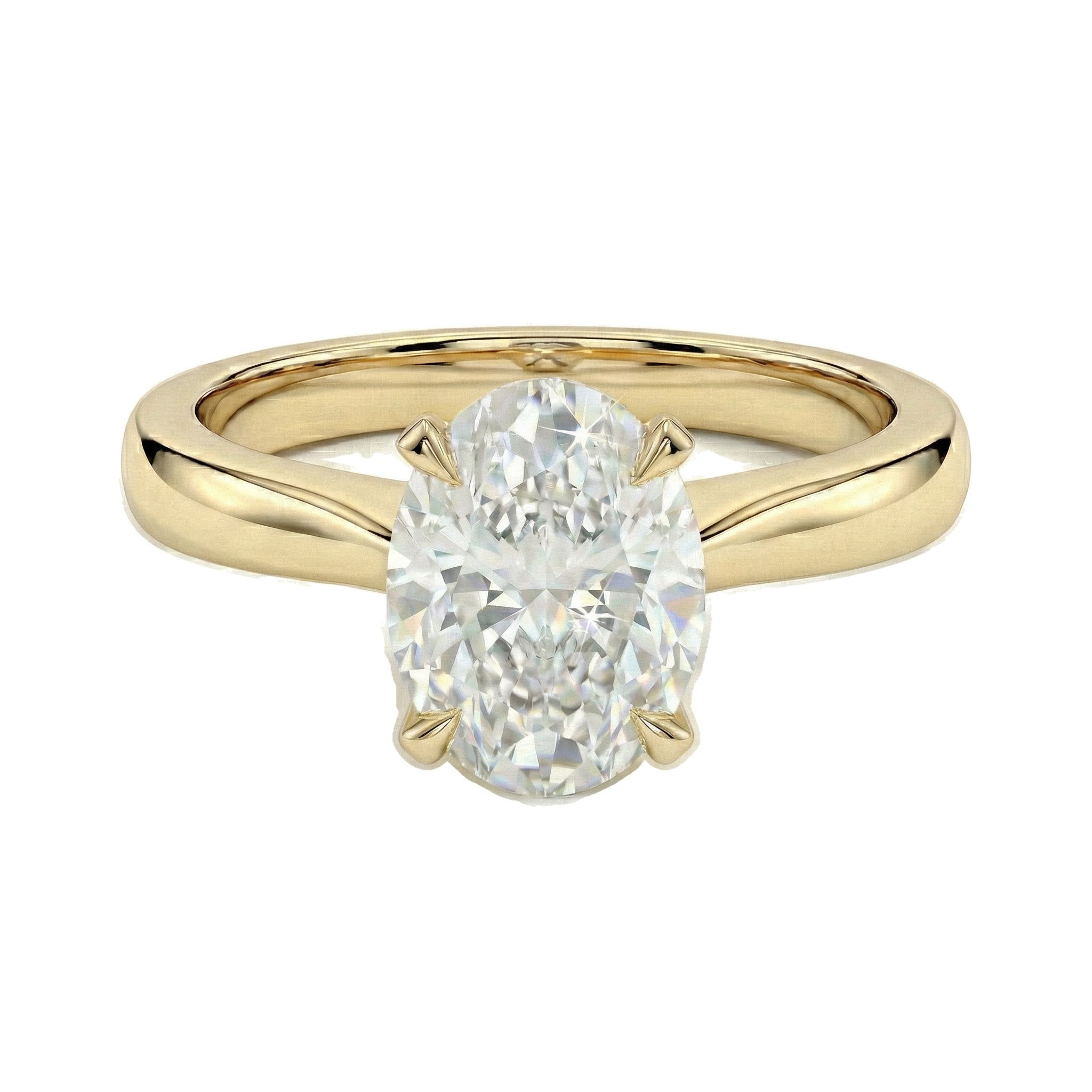 1.50 ct EF VS Lab Grown Diamond Oval Cut Prong Set Solitaire Engagement Ring in 10k Yellow Gold
