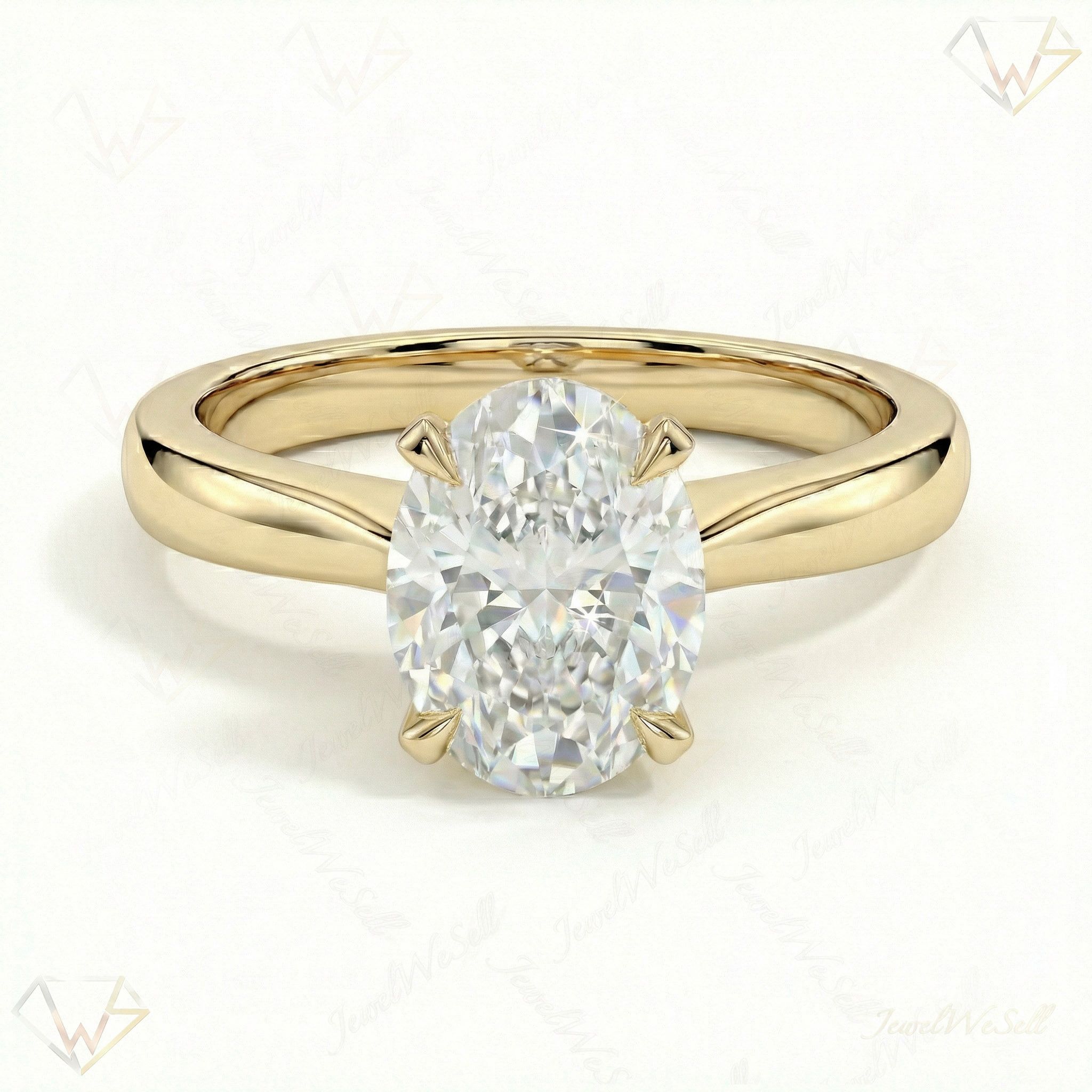 1.50 ct EF VS Lab Grown Diamond Oval Cut Prong Set Solitaire Engagement Ring in 14k Yellow Gold