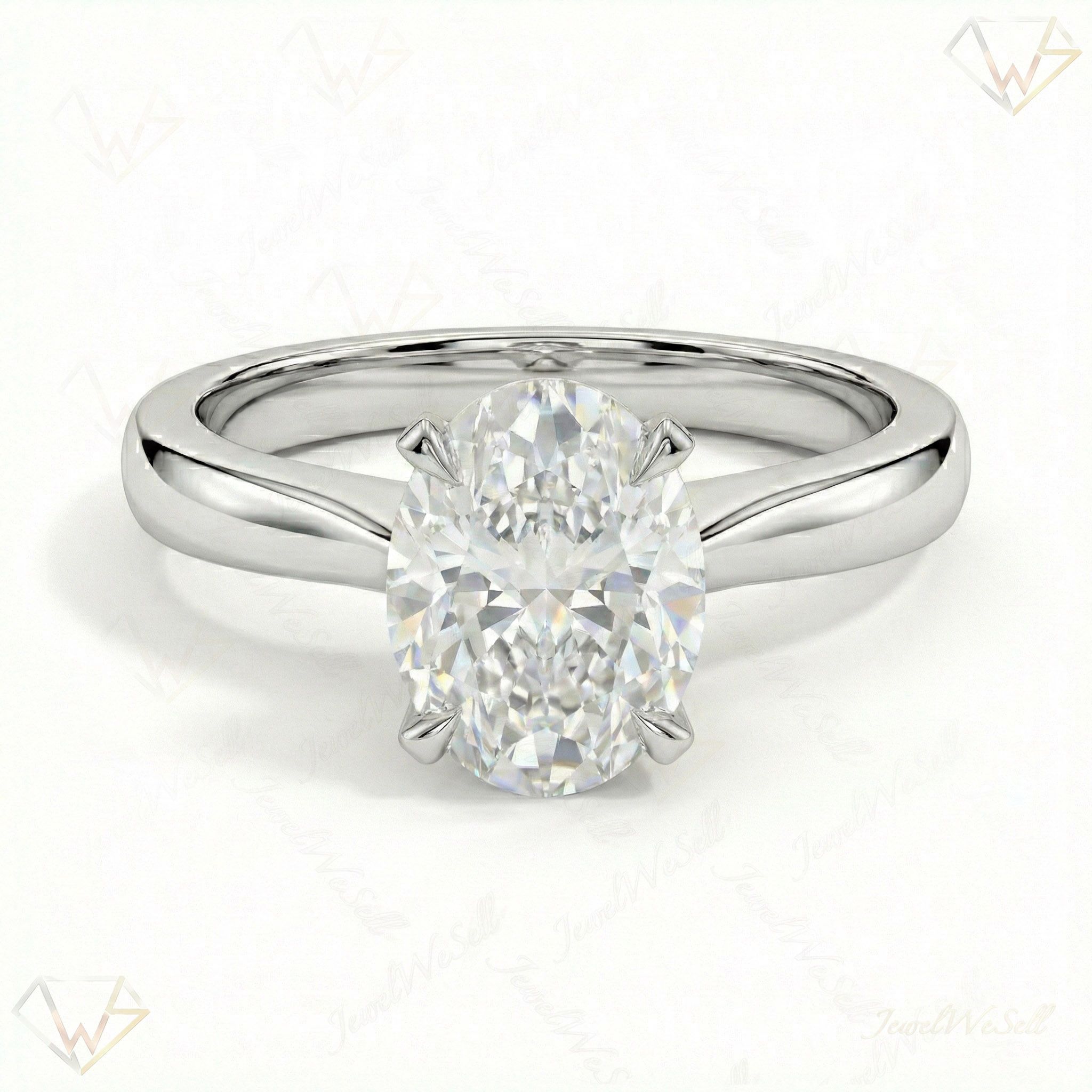 3.00 ct EF VS Lab Grown Diamond Oval Cut Prong Set Solitaire Engagement Ring in 10k White Gold