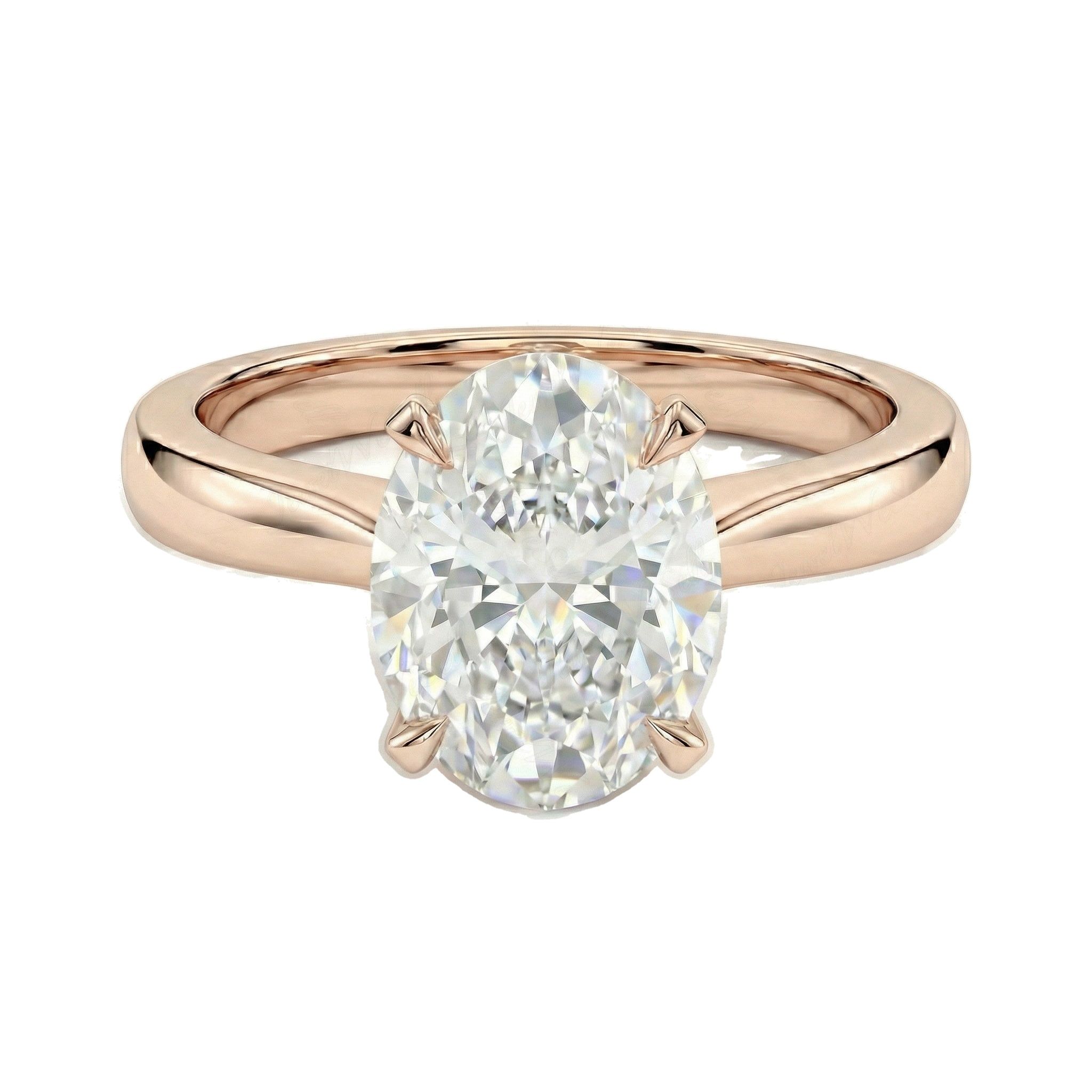 4.00 ct EF VS Lab Grown Diamond Oval Cut Prong Set Solitaire Engagement Ring in 10k Rose Gold