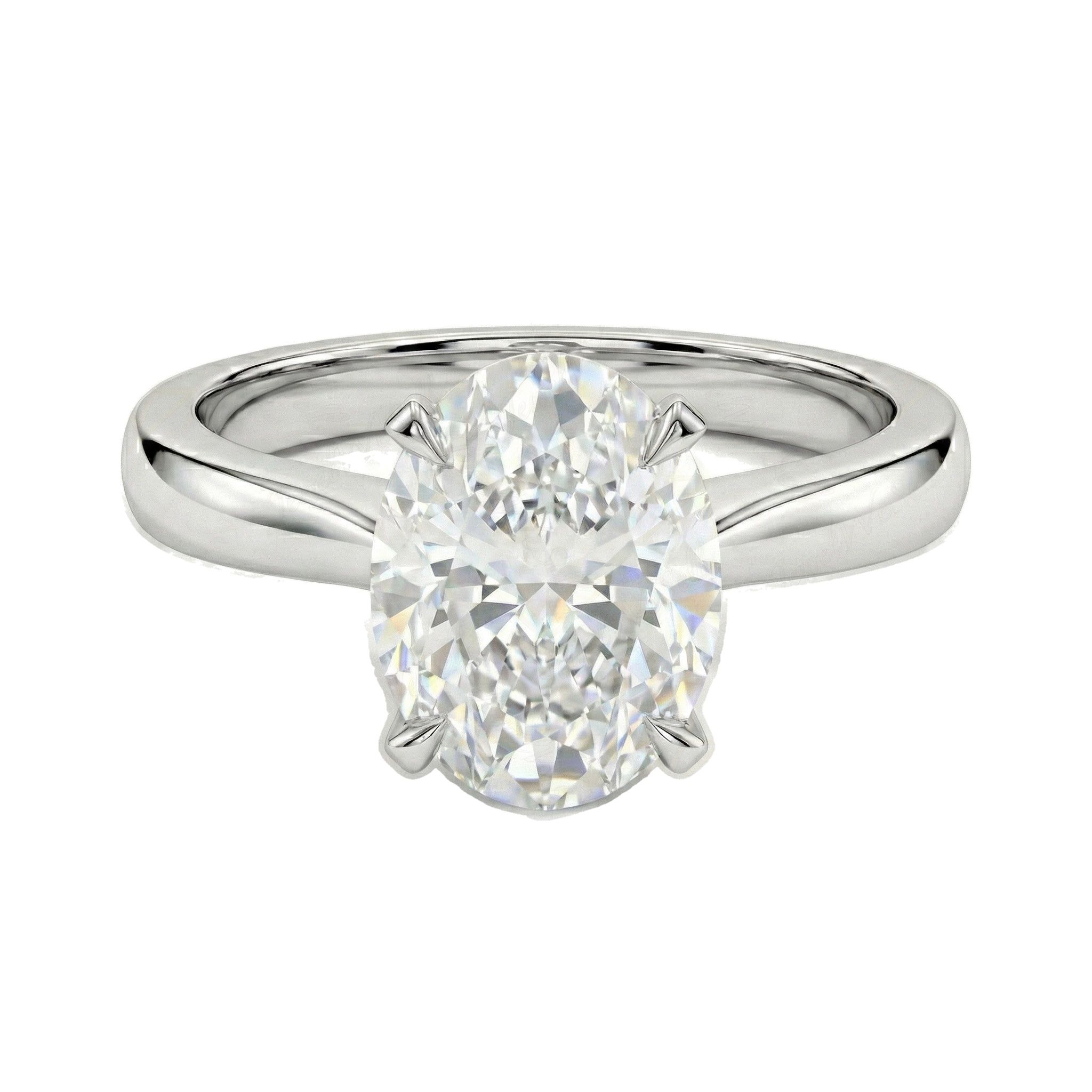 4.00 ct EF VS Lab Grown Diamond Oval Cut Prong Set Solitaire Engagement Ring in 10k White Gold