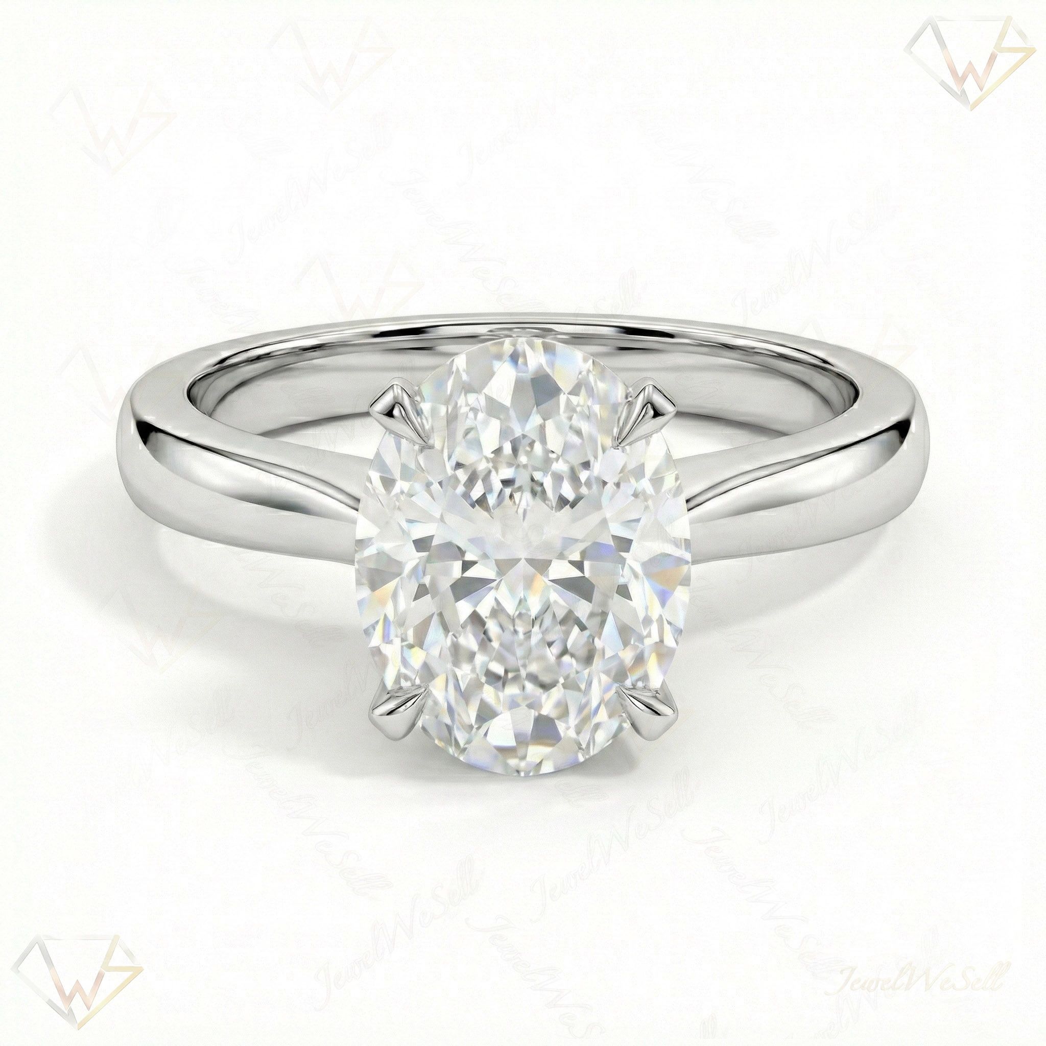 4.00 ct EF VS Lab Grown Diamond Oval Cut Prong Set Solitaire Engagement Ring in 10k White Gold