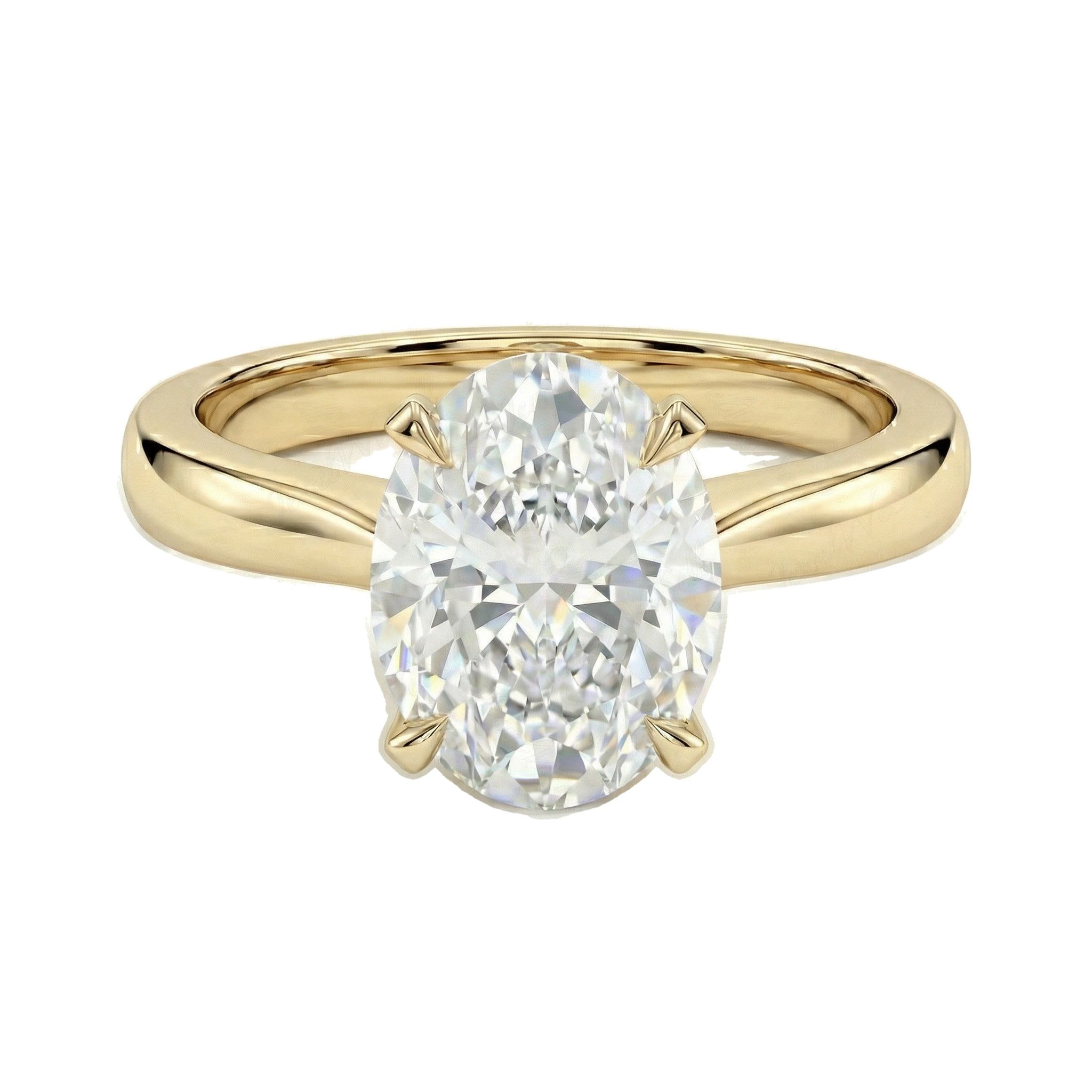 4.00 ct EF VS Lab Grown Diamond Oval Cut Prong Set Solitaire Engagement Ring in 10k Yellow Gold