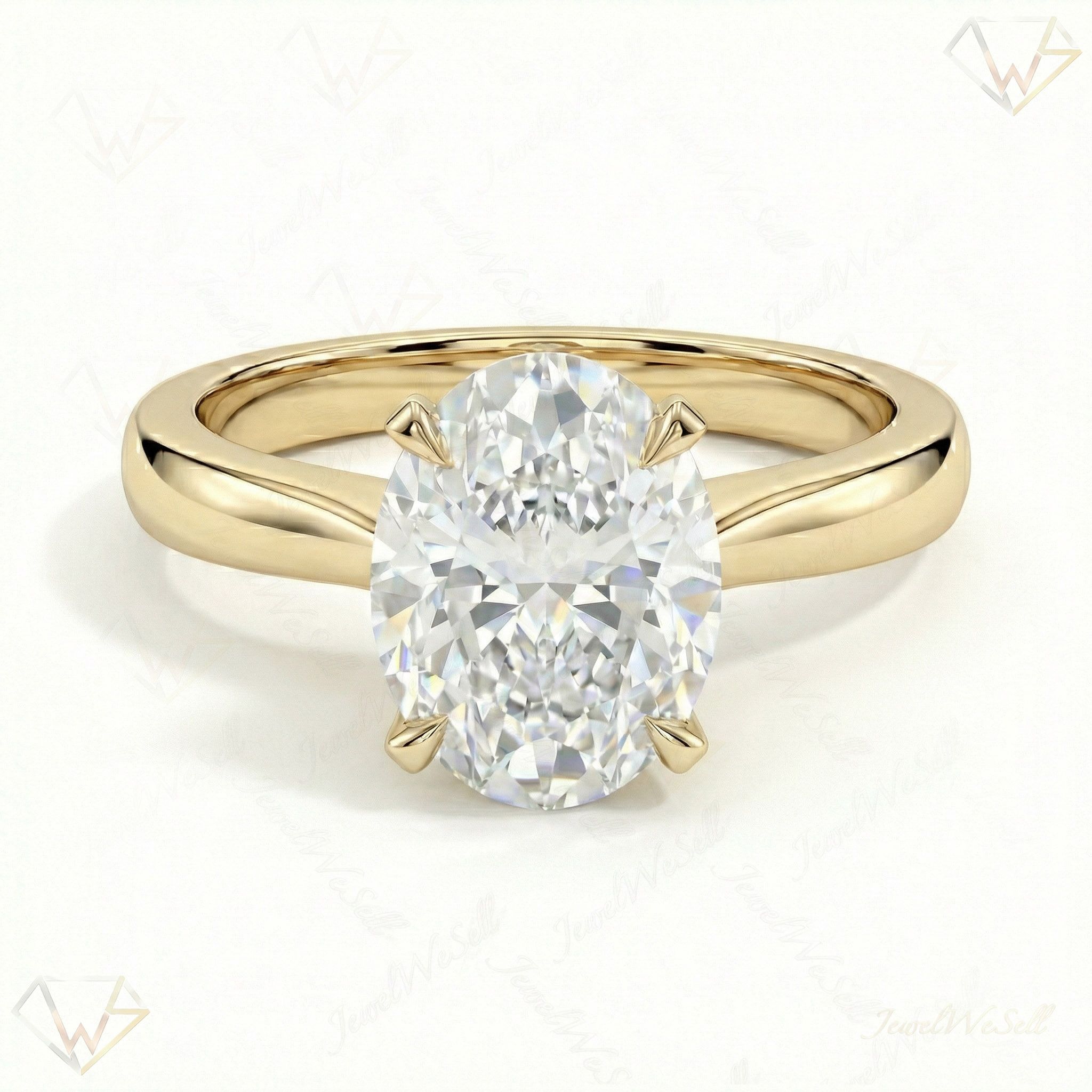 4.00 ct EF VS Lab Grown Diamond Oval Cut Prong Set Solitaire Engagement Ring in 14k Yellow Gold