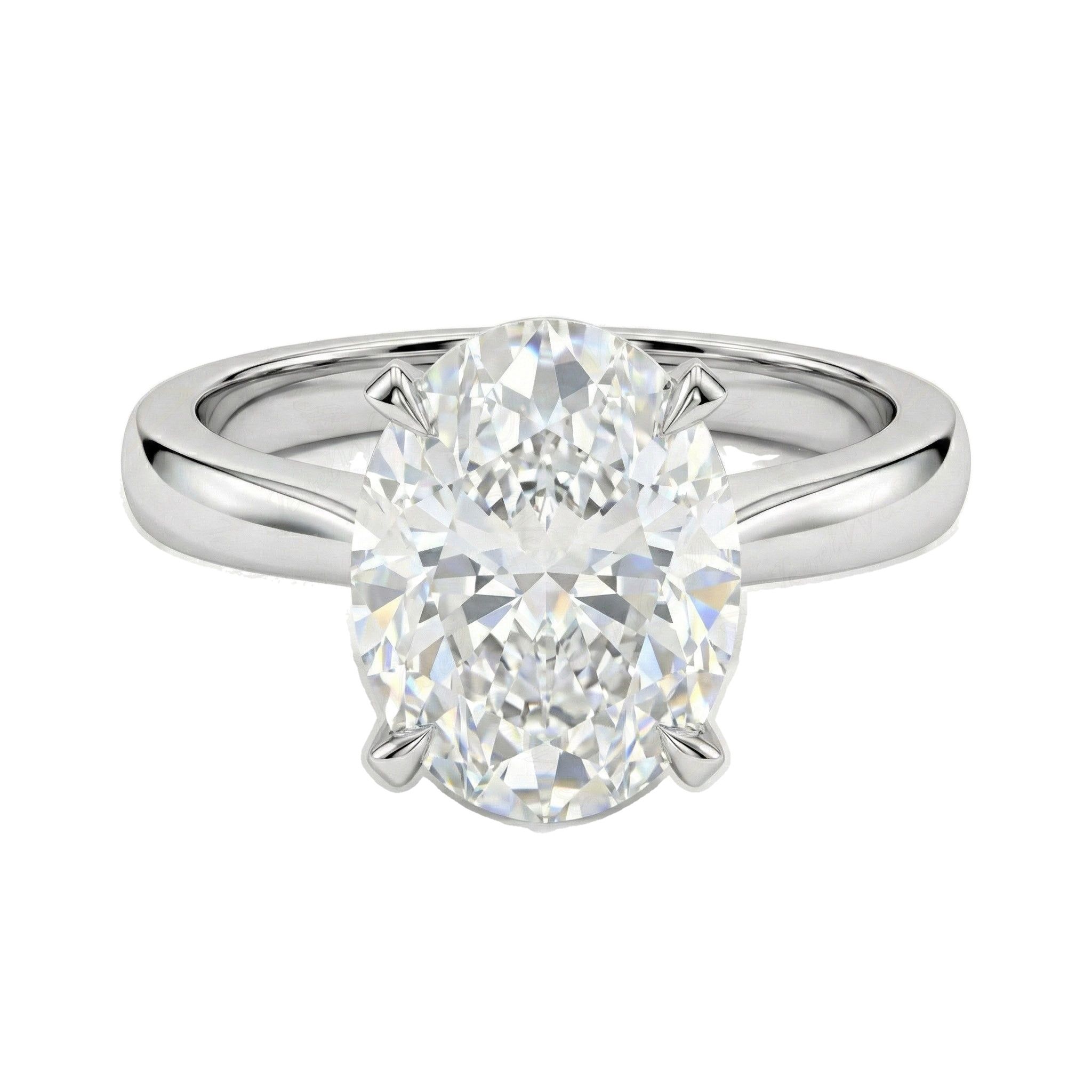 5.00 ct EF VS Lab Grown Diamond Oval Cut Prong Set Solitaire Engagement Ring in 14k White Gold