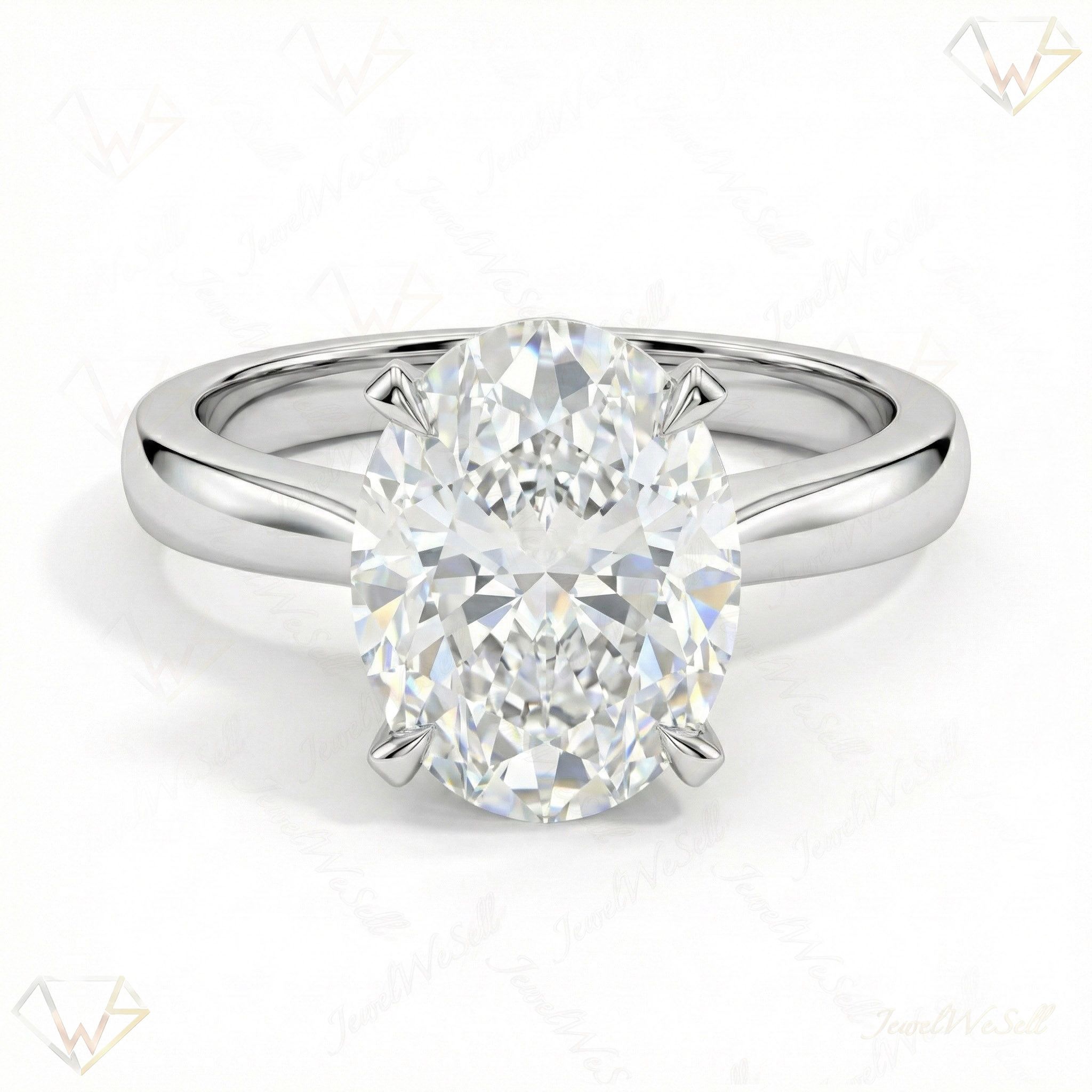 5.00 ct EF VS Lab Grown Diamond Oval Cut Prong Set Solitaire Engagement Ring in 10k White Gold