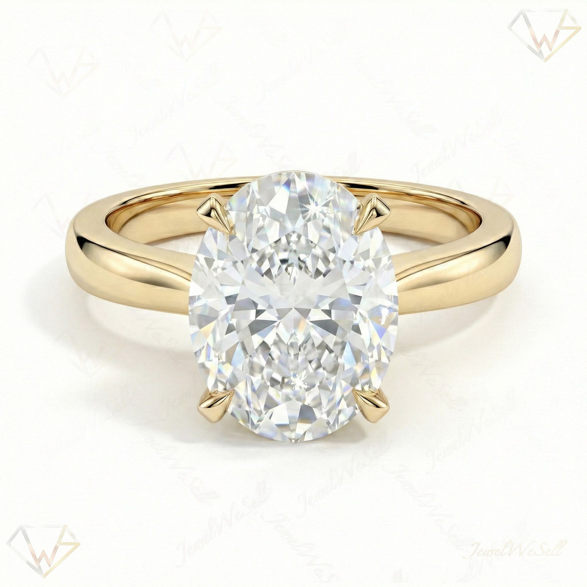 5.00 ct EF VS Lab Grown Diamond Oval Cut Prong Set Solitaire Engagement Ring in 10k Yellow Gold