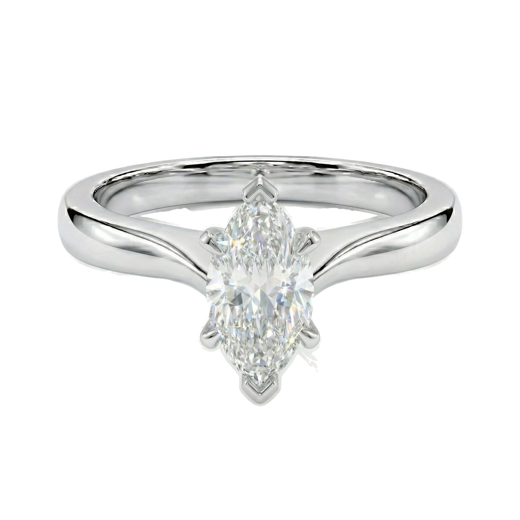1.00 ct EF VS Lab Grown Diamond Marquise Cut Prong Set Solitaire Engagement Ring in 14k White Gold