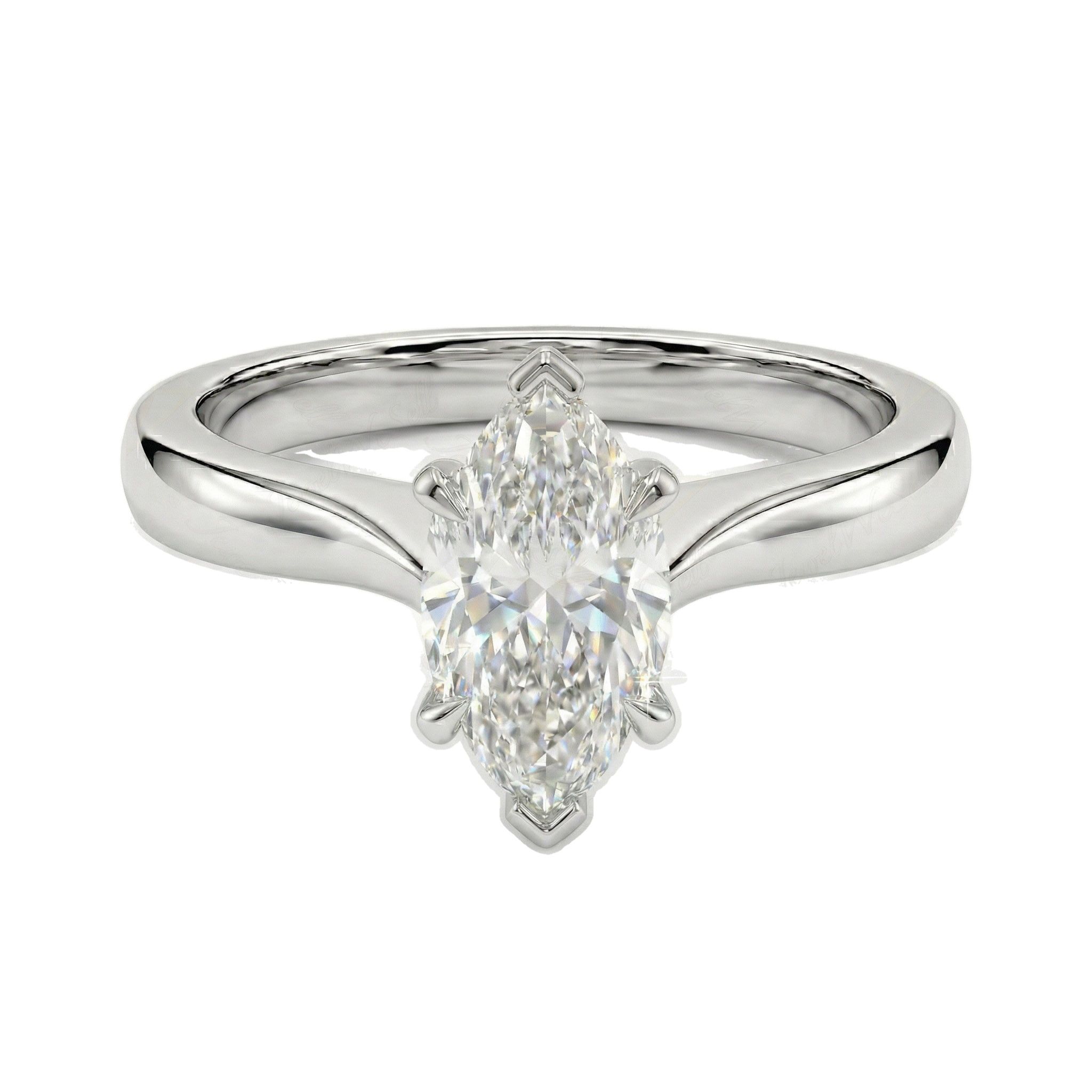 1.50 ct EF VS Lab Grown Diamond Marquise Cut Prong Set Solitaire Engagement Ring in 10k White Gold