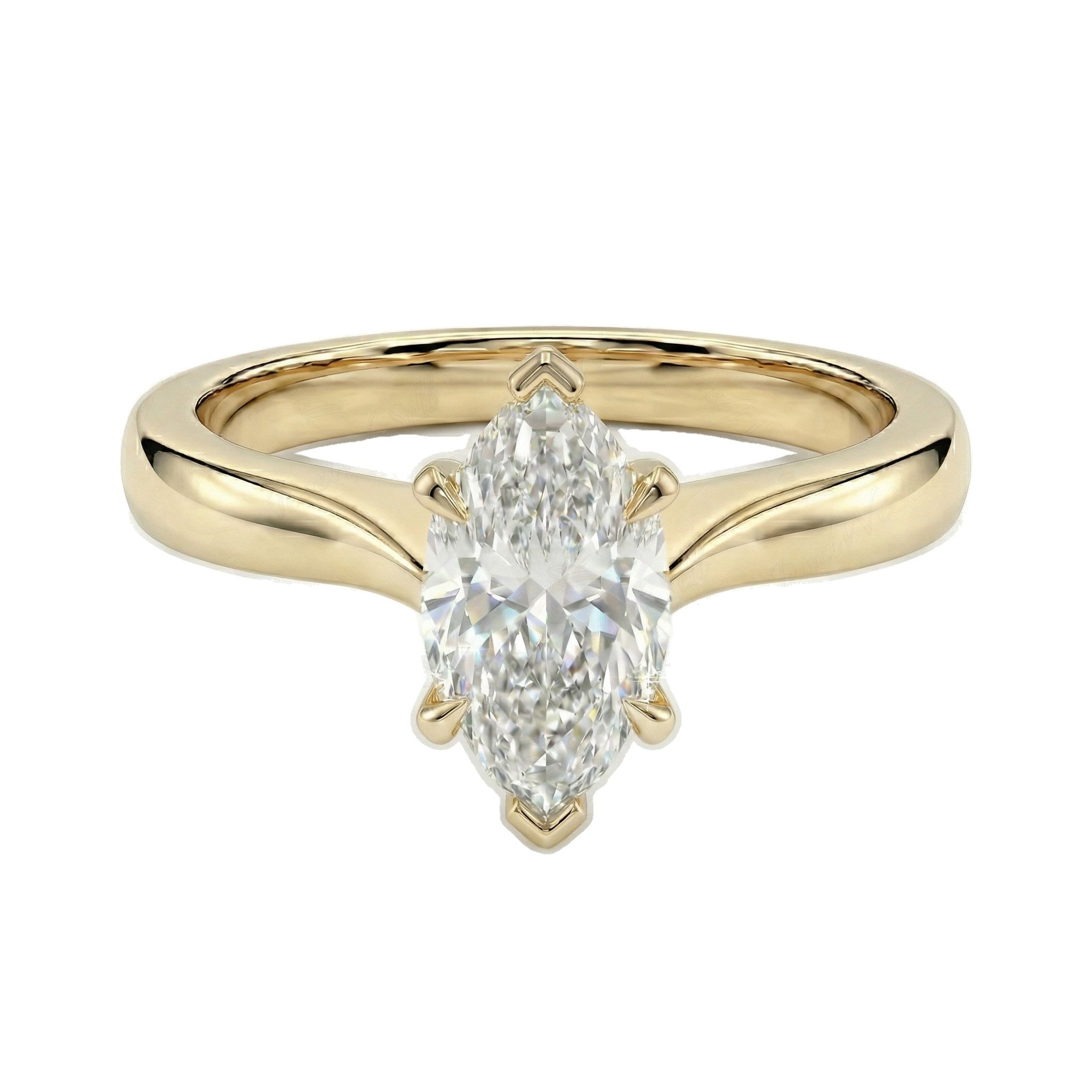 1.50 ct EF VS Lab Grown Diamond Marquise Cut Prong Set Solitaire Engagement Ring in 10k Yellow Gold