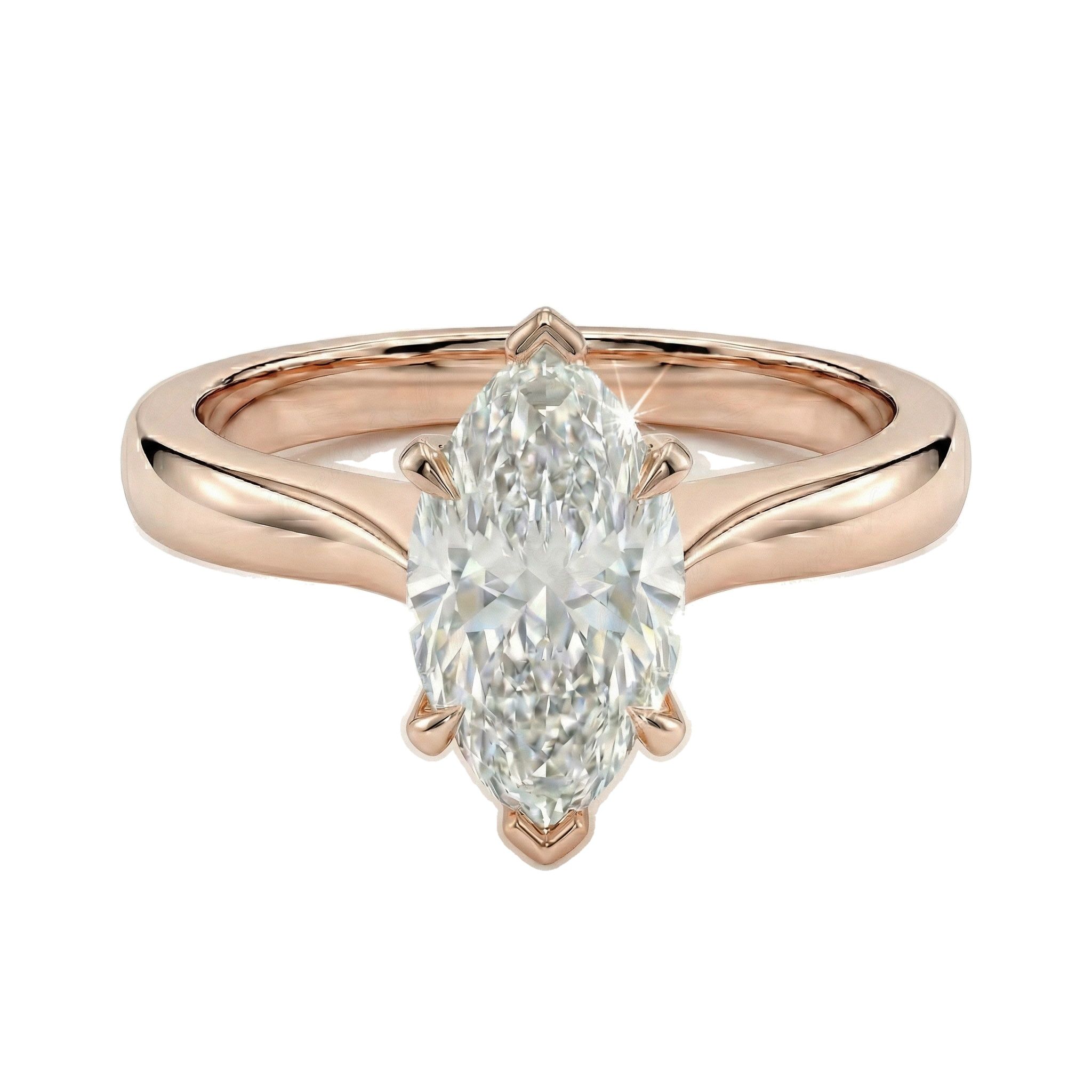 2.00 ct EF VS Lab Grown Diamond Marquise Cut Prong Set Solitaire Engagement Ring in 14k Rose Gold