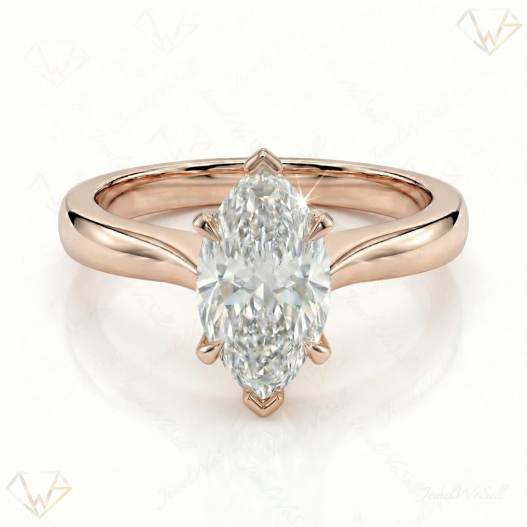 2.00 ct EF VS Lab Grown Diamond Marquise Cut Prong Set Solitaire Engagement Ring in 10k Rose Gold