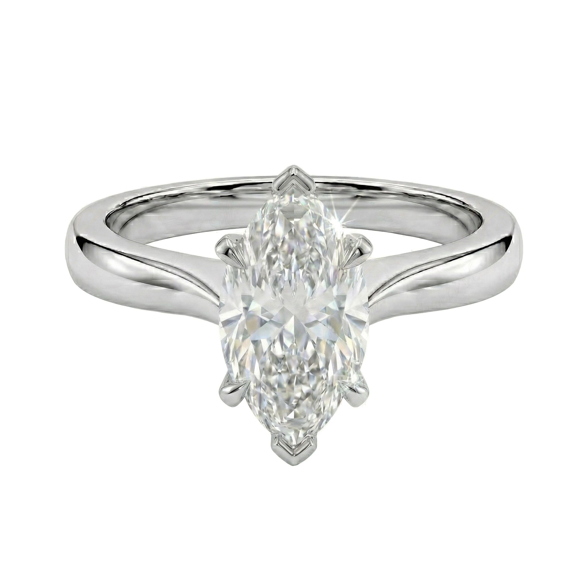 2.00 ct EF VS Lab Grown Diamond Marquise Cut Prong Set Solitaire Engagement Ring in 10k White Gold