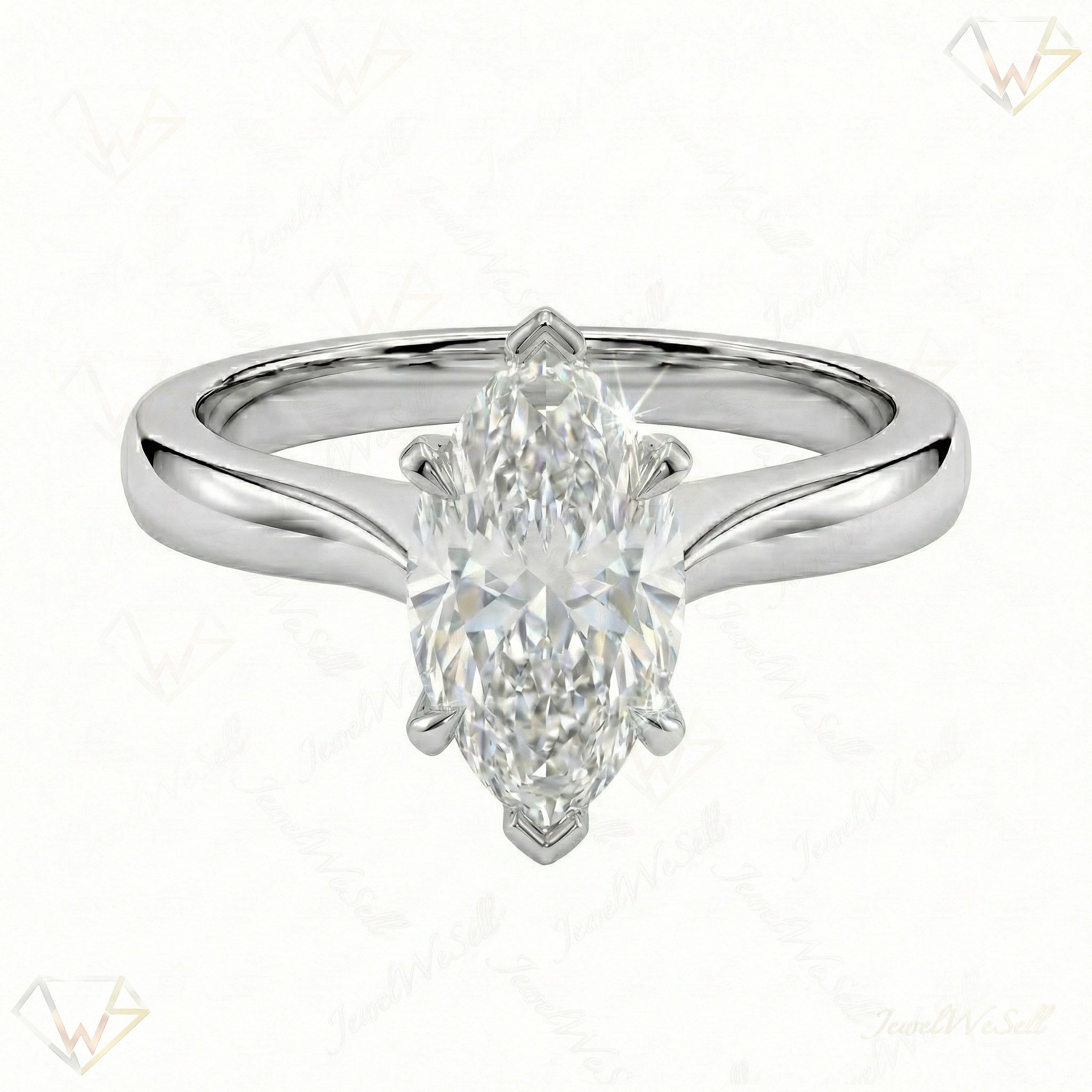 2.00 ct EF VS Lab Grown Diamond Marquise Cut Prong Set Solitaire Engagement Ring in 10k White Gold