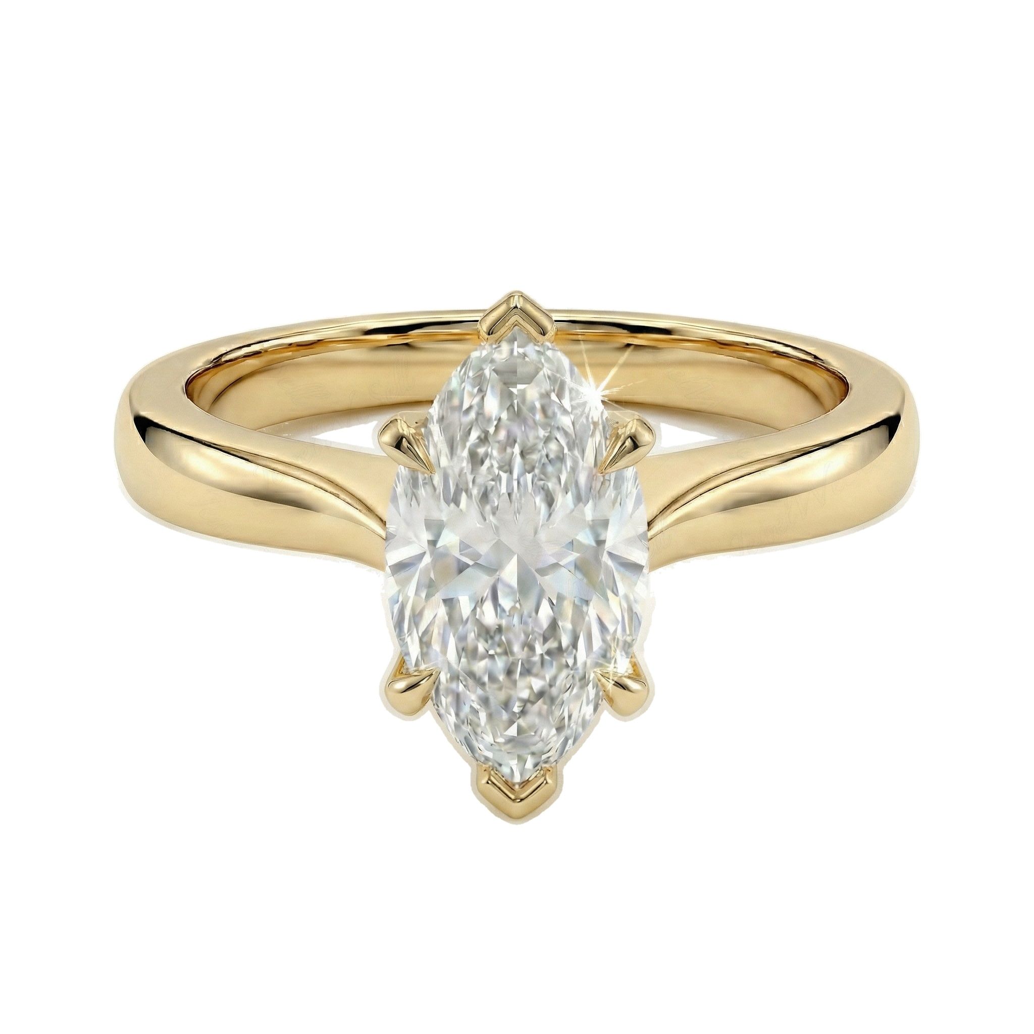 2.00 ct EF VS Lab Grown Diamond Marquise Cut Prong Set Solitaire Engagement Ring in 14k Yellow Gold
