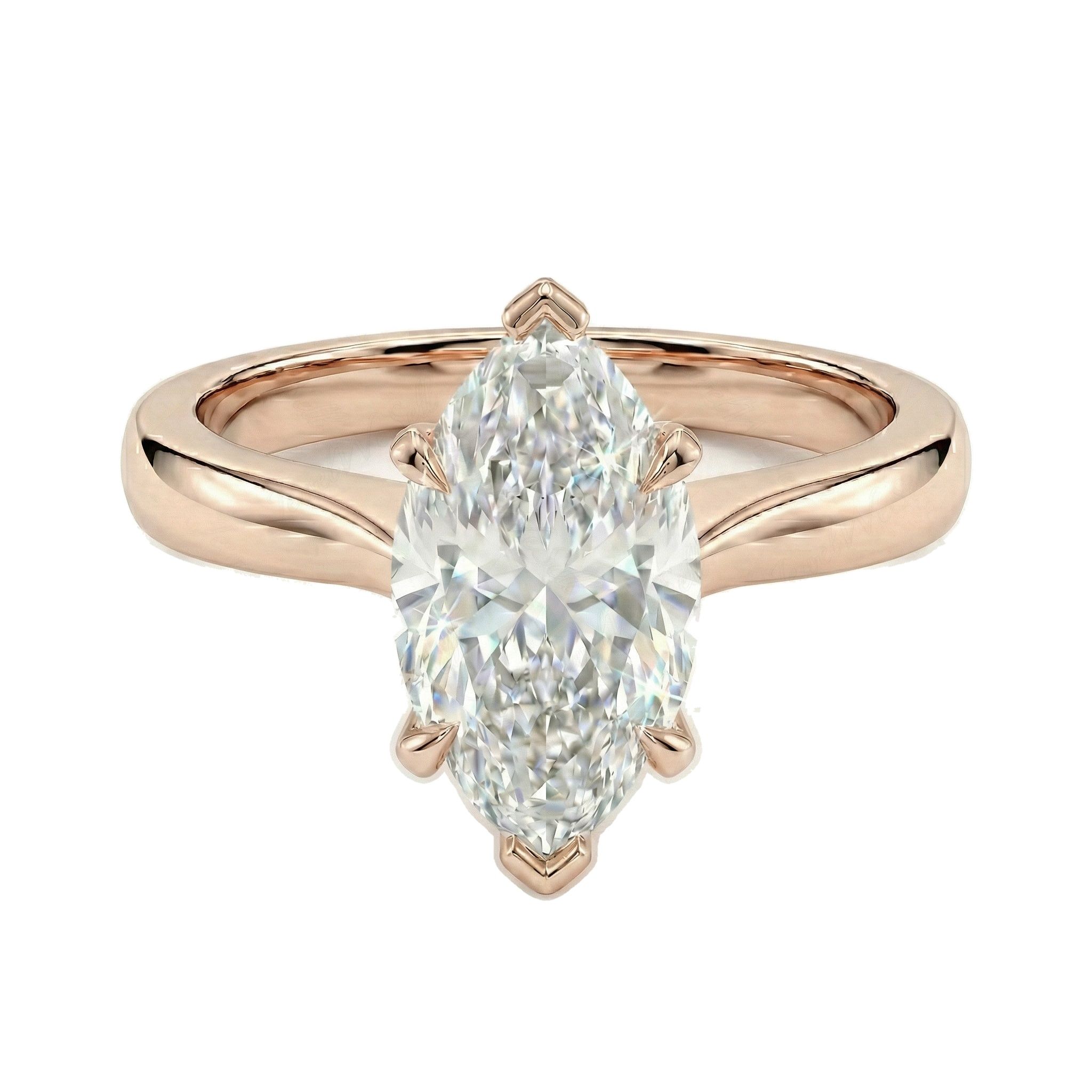 3.00 ct EF VS Lab Grown Diamond Marquise Cut Prong Set Solitaire Engagement Ring in 10k Rose Gold