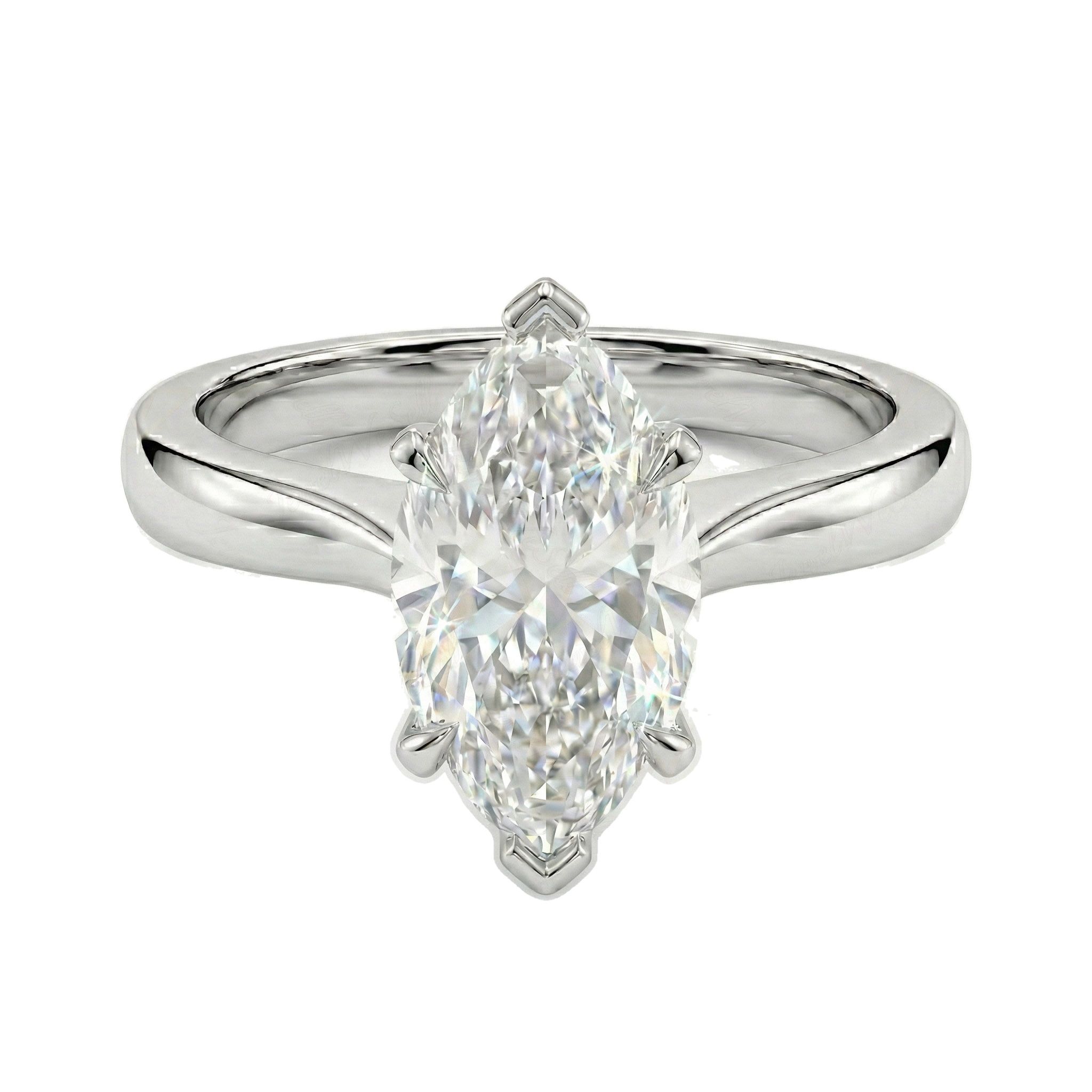 3.00 ct EF VS Lab Grown Diamond Marquise Cut Prong Set Solitaire Engagement Ring in 14k White Gold