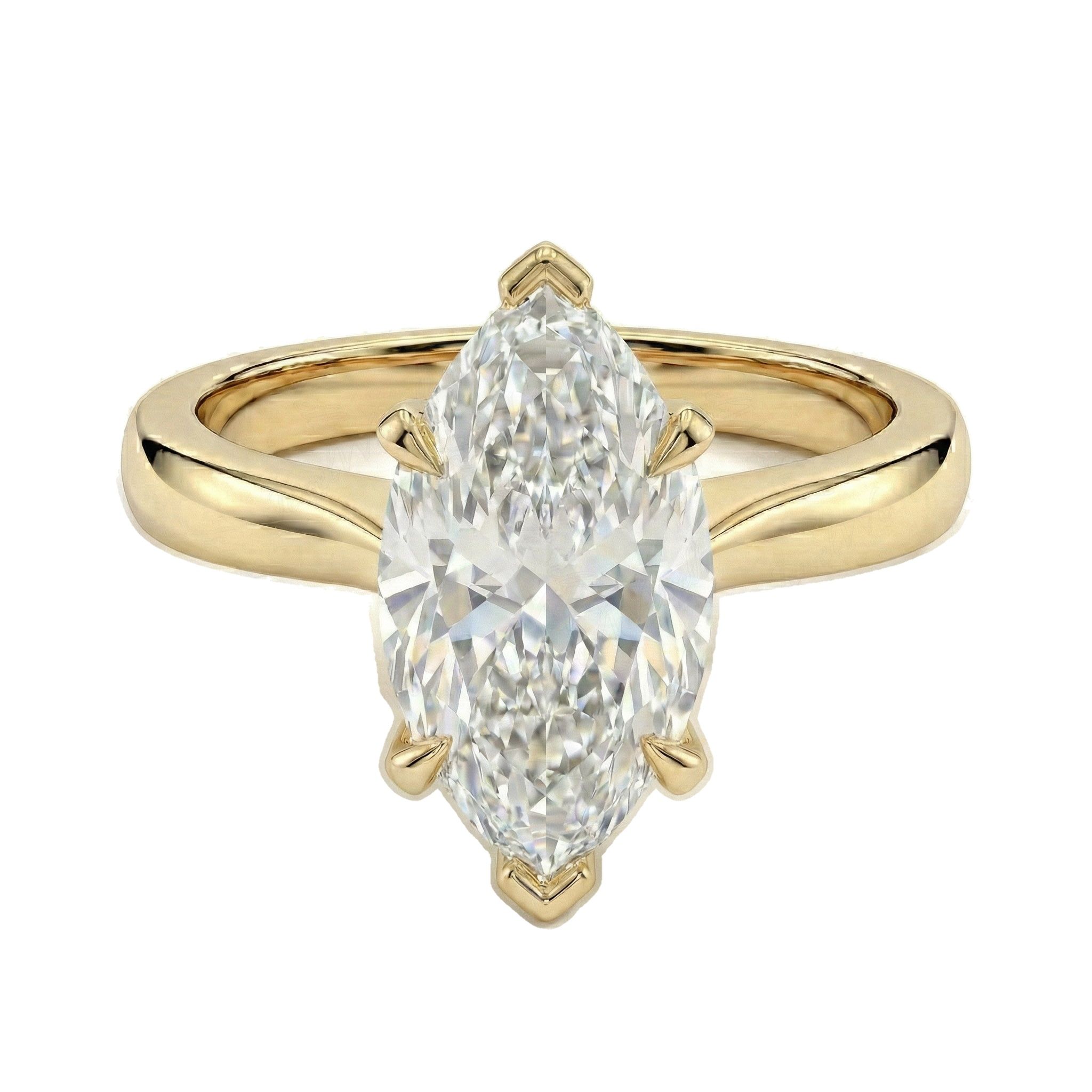 4.00 ct EF VS Lab Grown Diamond Marquise Cut Prong Set Solitaire Engagement Ring in 10k Yellow Gold