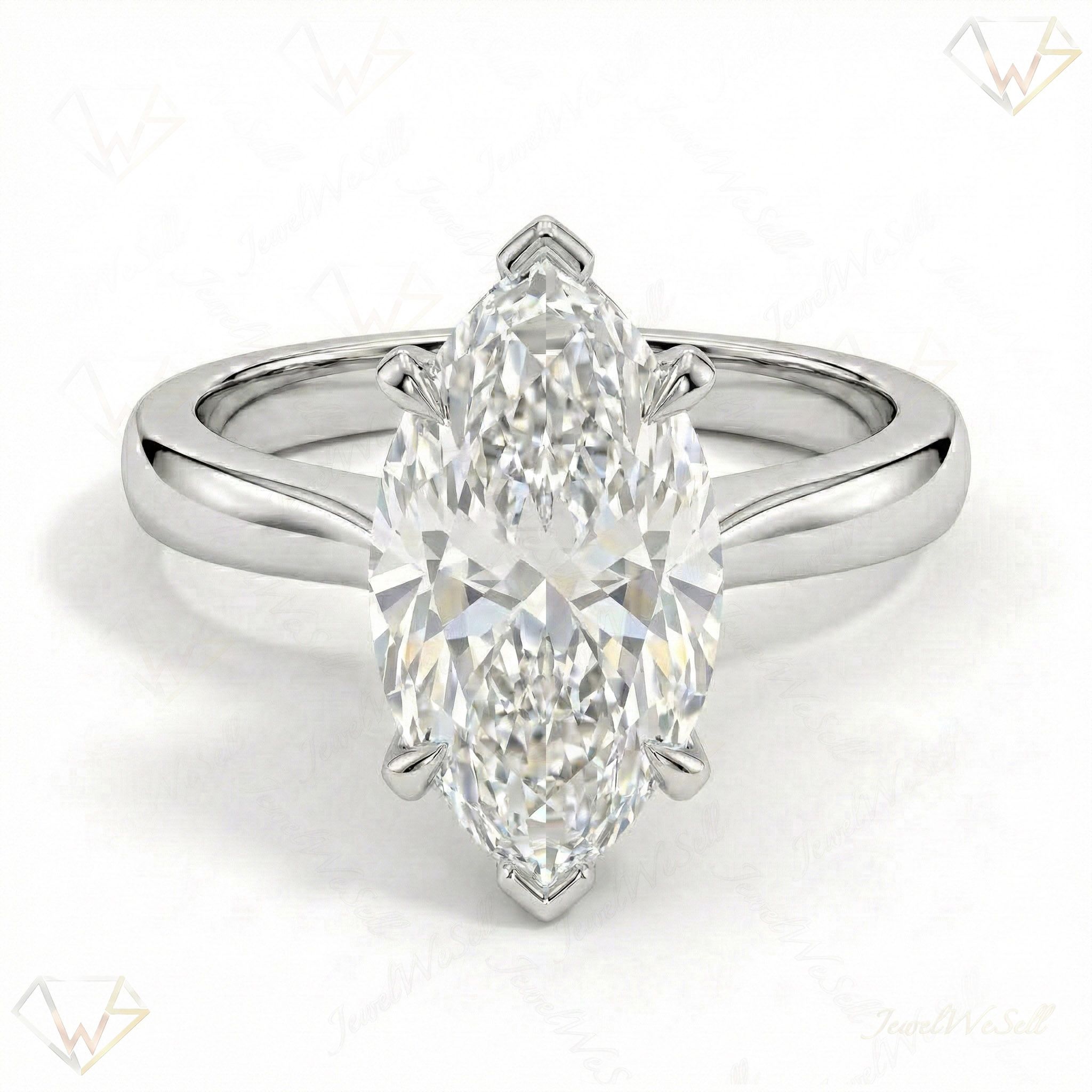 5.00 ct EF VS Lab Grown Diamond Marquise Cut Prong Set Solitaire Engagement Ring in 10k White Gold