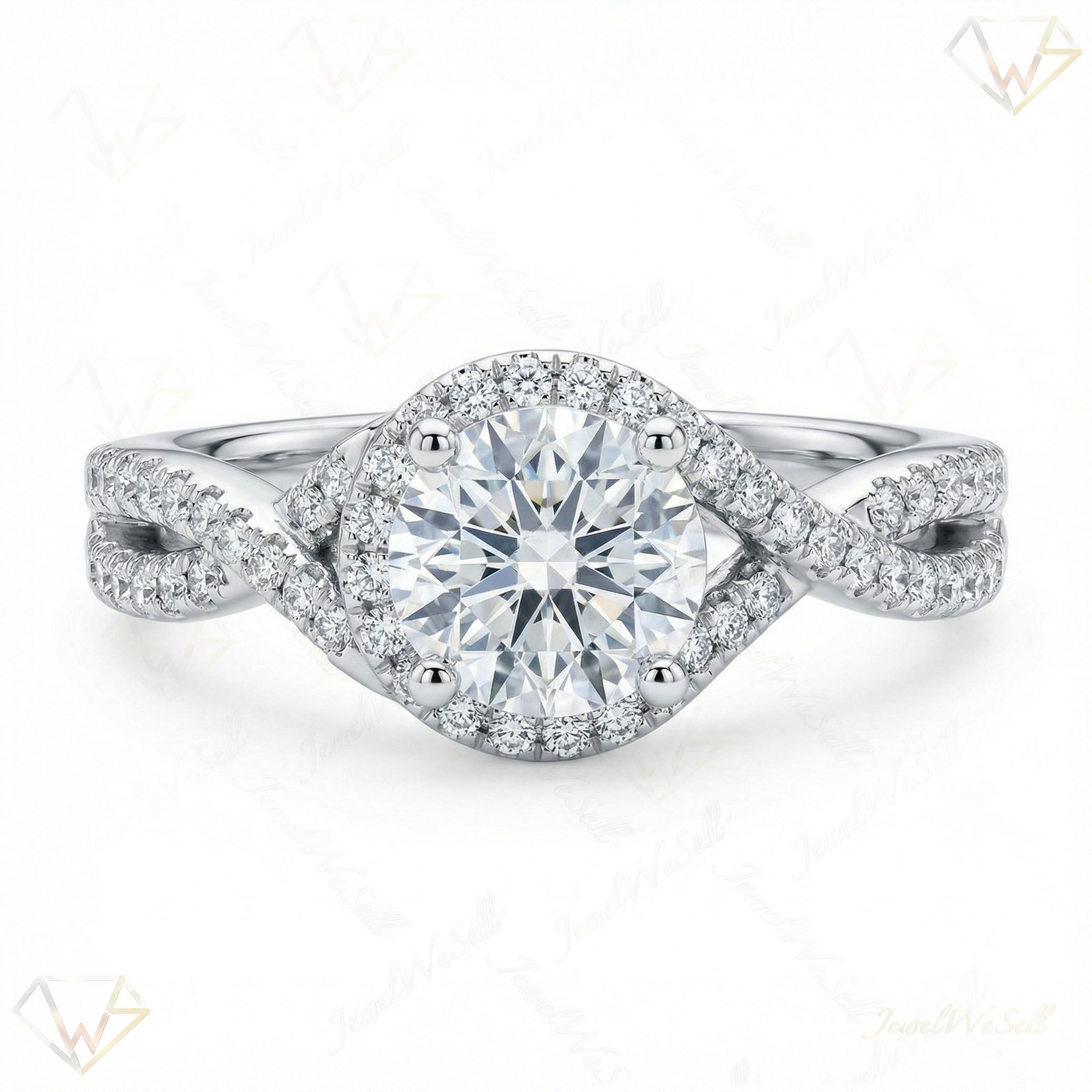 1.75 ct EF VS Moissanite Solitaire with Accents Engagement Ring in 925 Sterling SIlver _ Sz0400 10456