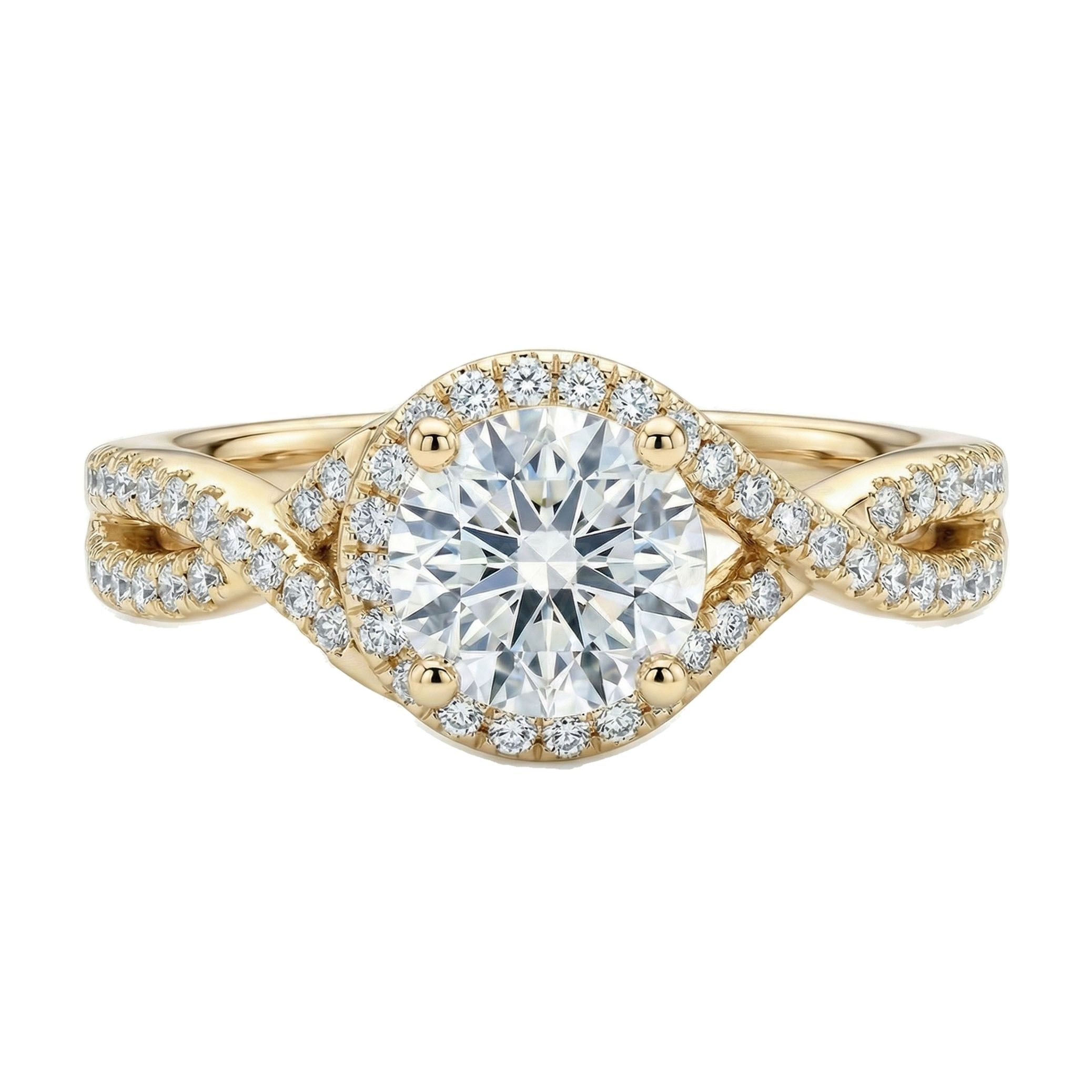 1.75 ct EF VS Lab Grown Diamond Solitaire with Accents Engagement Ring in 10k Yellow Gold _ Sz0650 10456