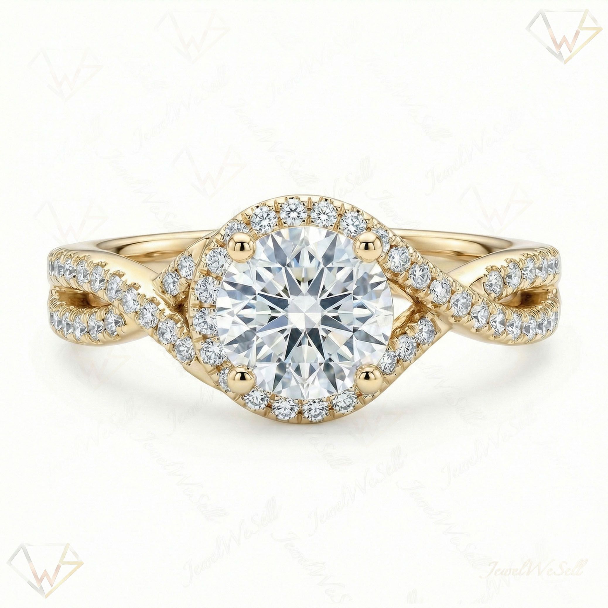 1.75 ct EF VS Lab Grown Diamond Solitaire with Accents Engagement Ring in 14k Yellow Gold _ Sz0650 10456