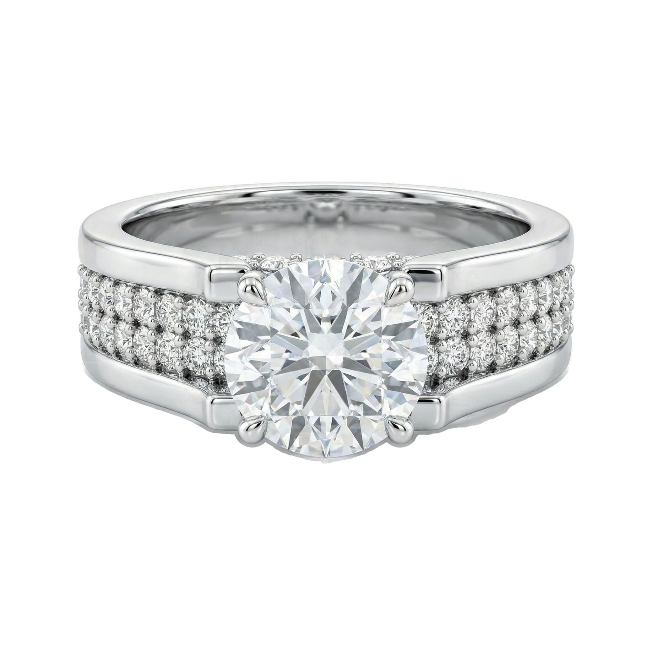 4.60 ct EF VS Moissanite Solitaire with Accents Engagement Ring in 925 Sterling SIlver _ Sz0875 104787