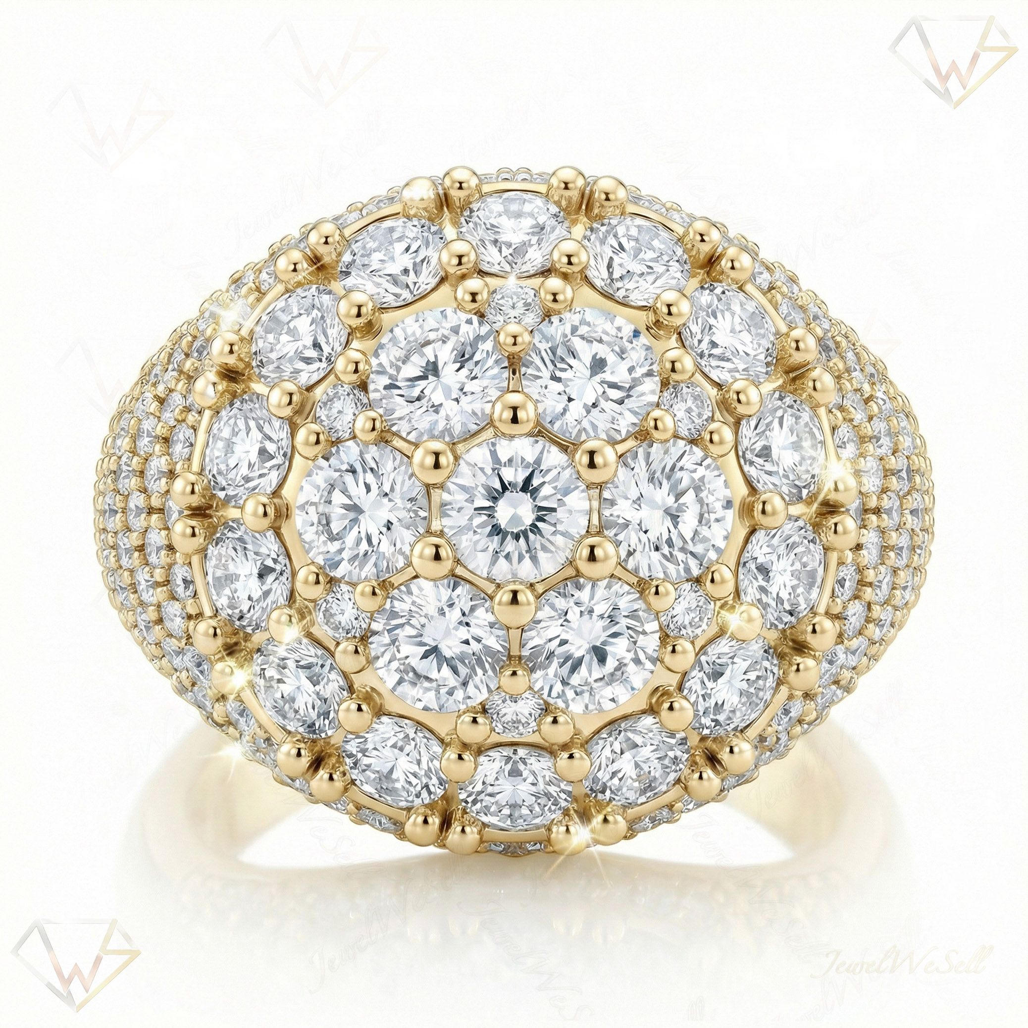5.00 ct EF VS Lab Grown Diamond Mens Statement Ring in 10k Yellow Gold _ Sz1125 104802