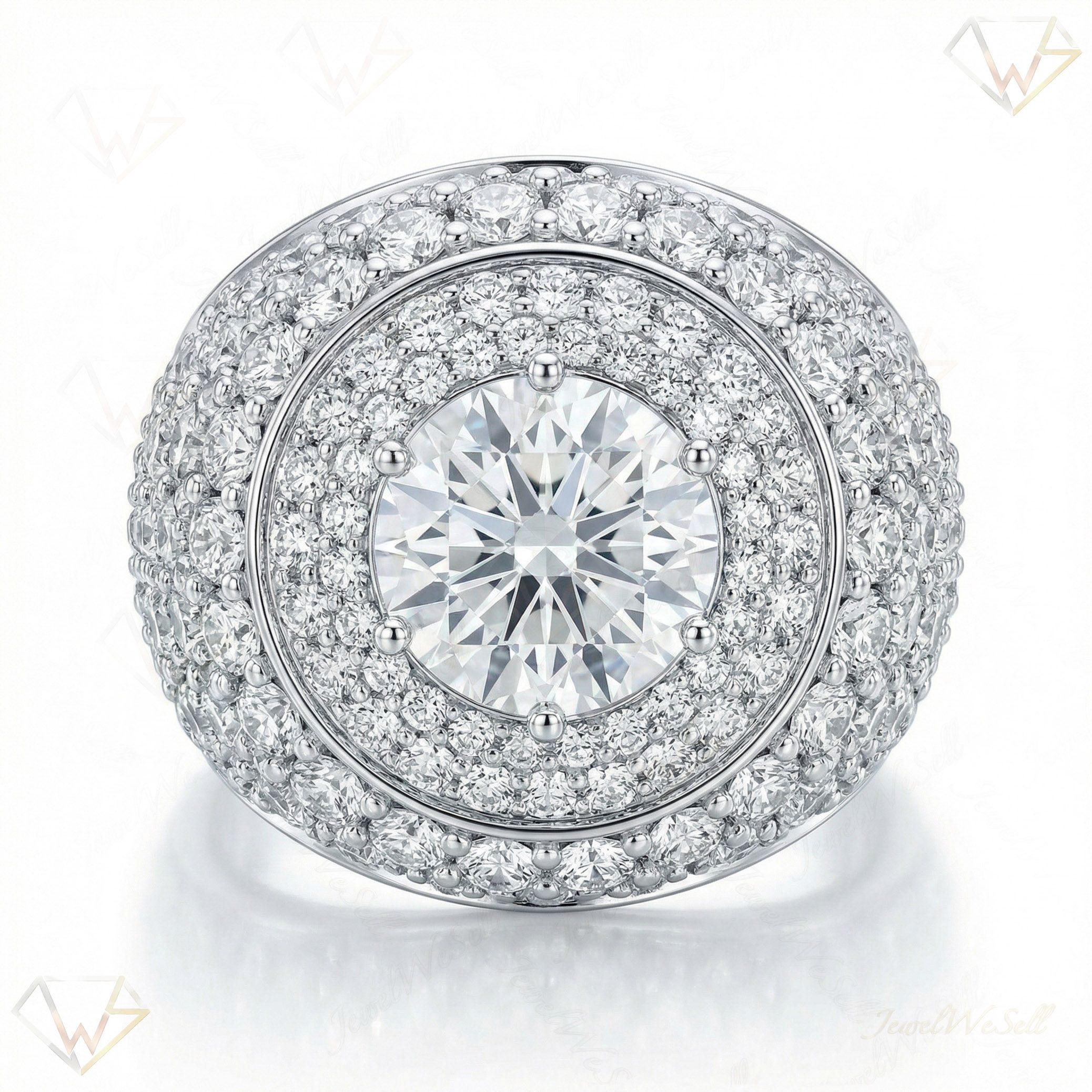 10.00 ct EF VS Lab Grown Diamond Mens Statement Ring in 14k White Gold _ Sz1125 104807